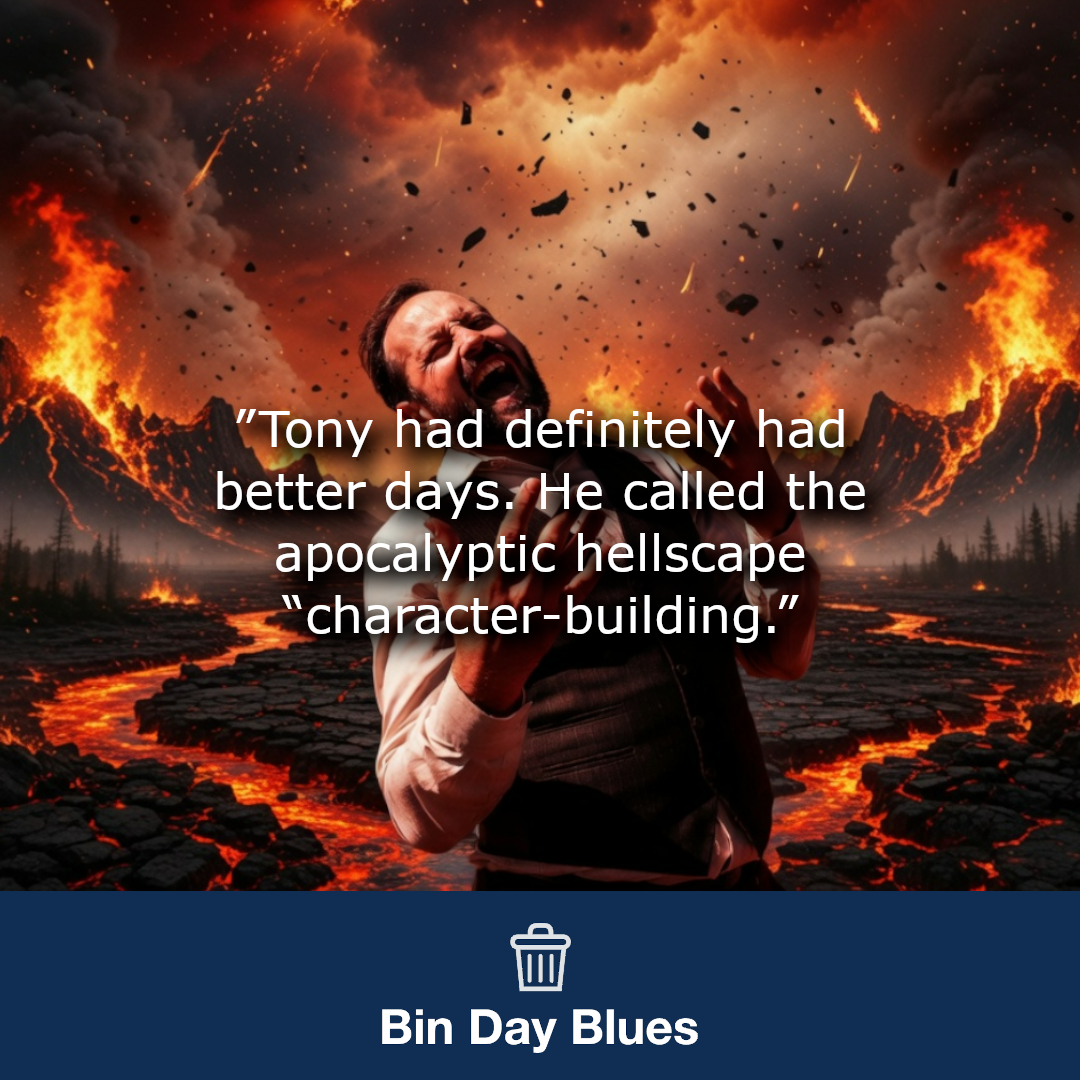 A man in a apocalyptic hellscape