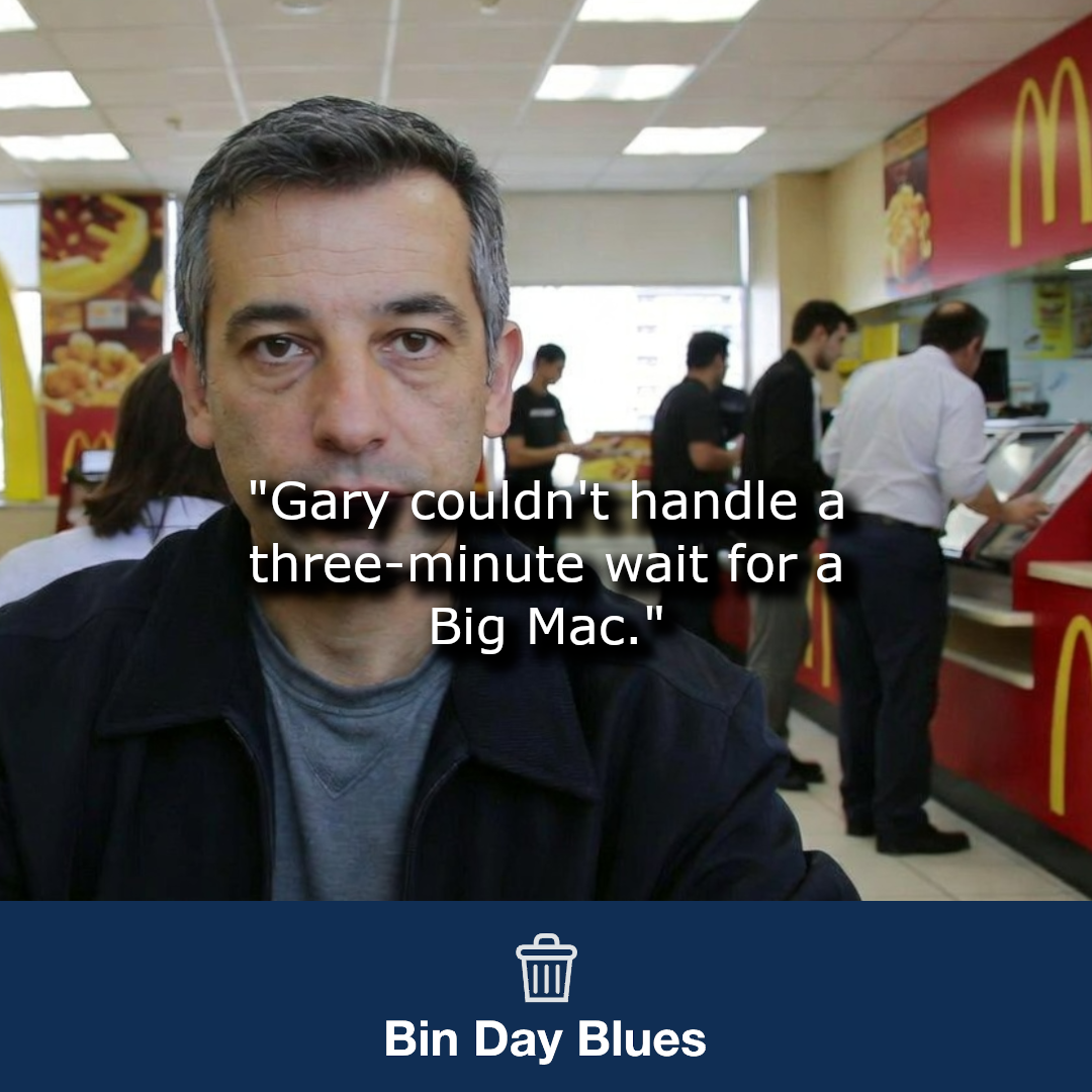 An angry man waiting for a Big Mac