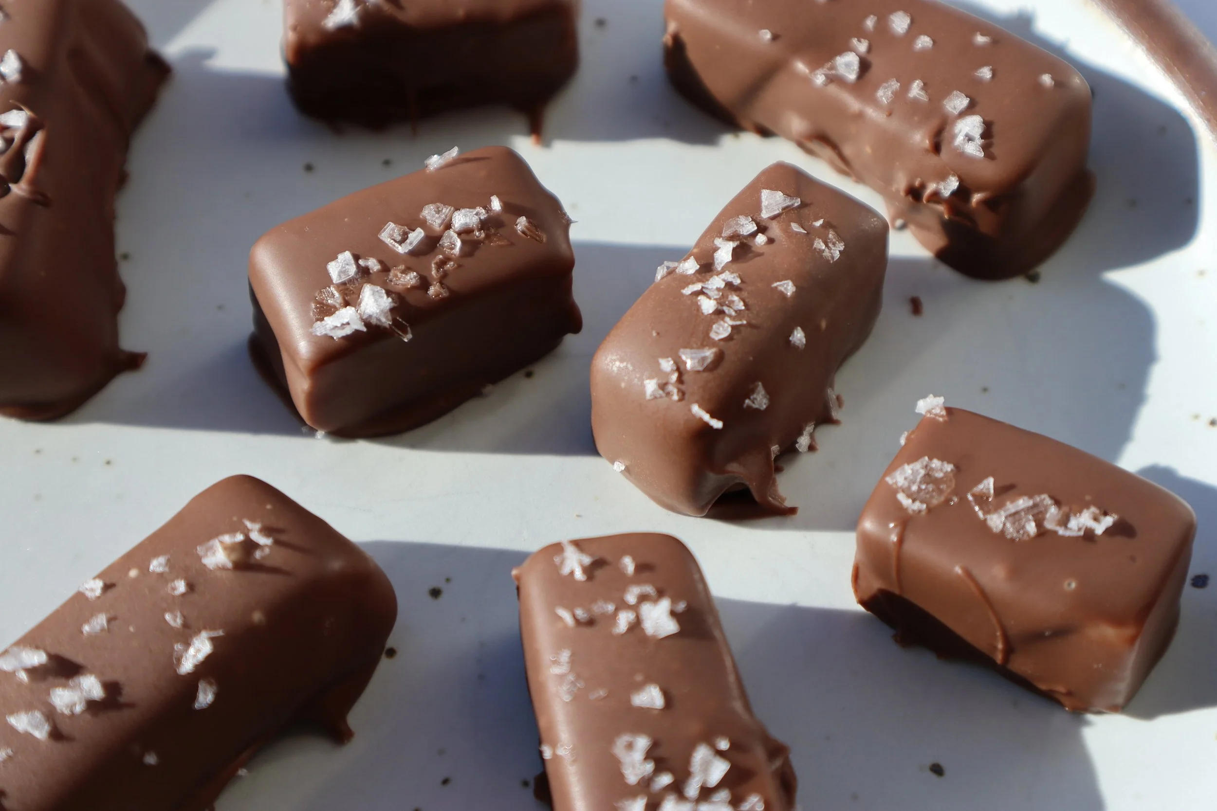 Salted Chocolate Dipped Caramels