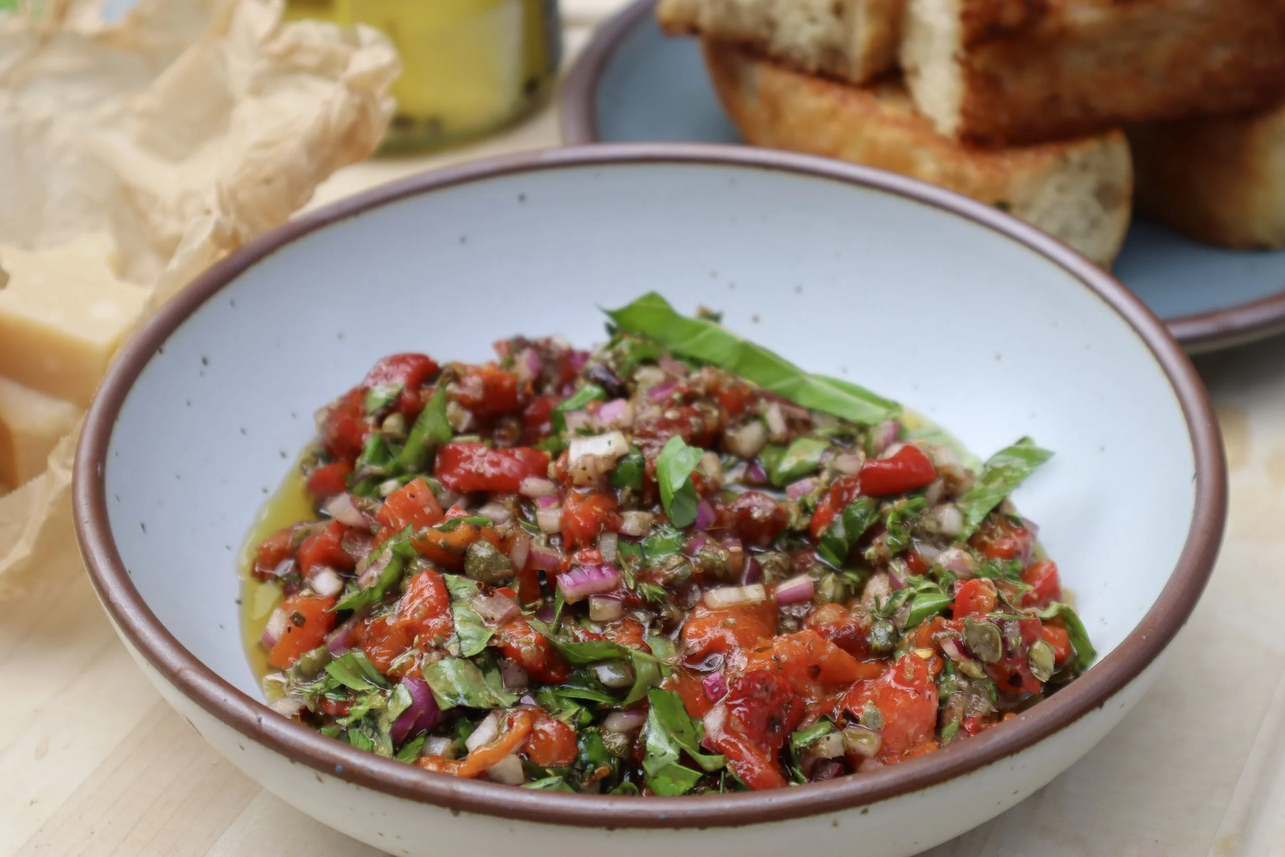 Roasted Red Pepper Olive Oil Bread Dip