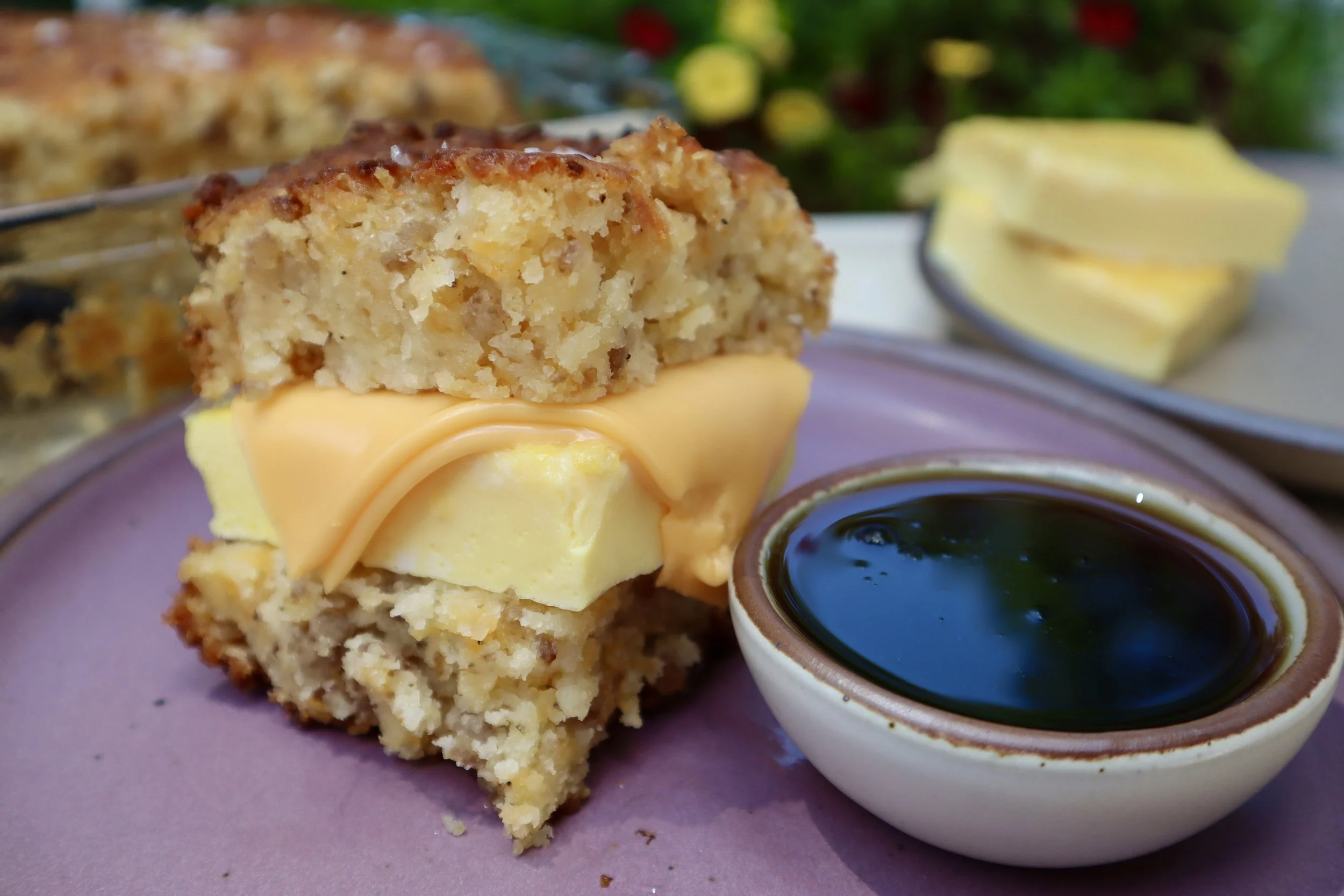 Maple Sausage Butter Swim Biscuit Sandwiches