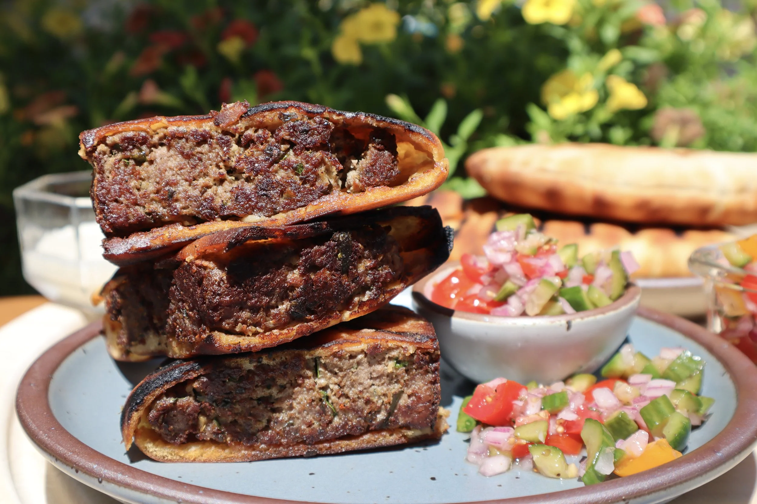 Crispy Beef Arayes with Whipped Feta Tahini Dip