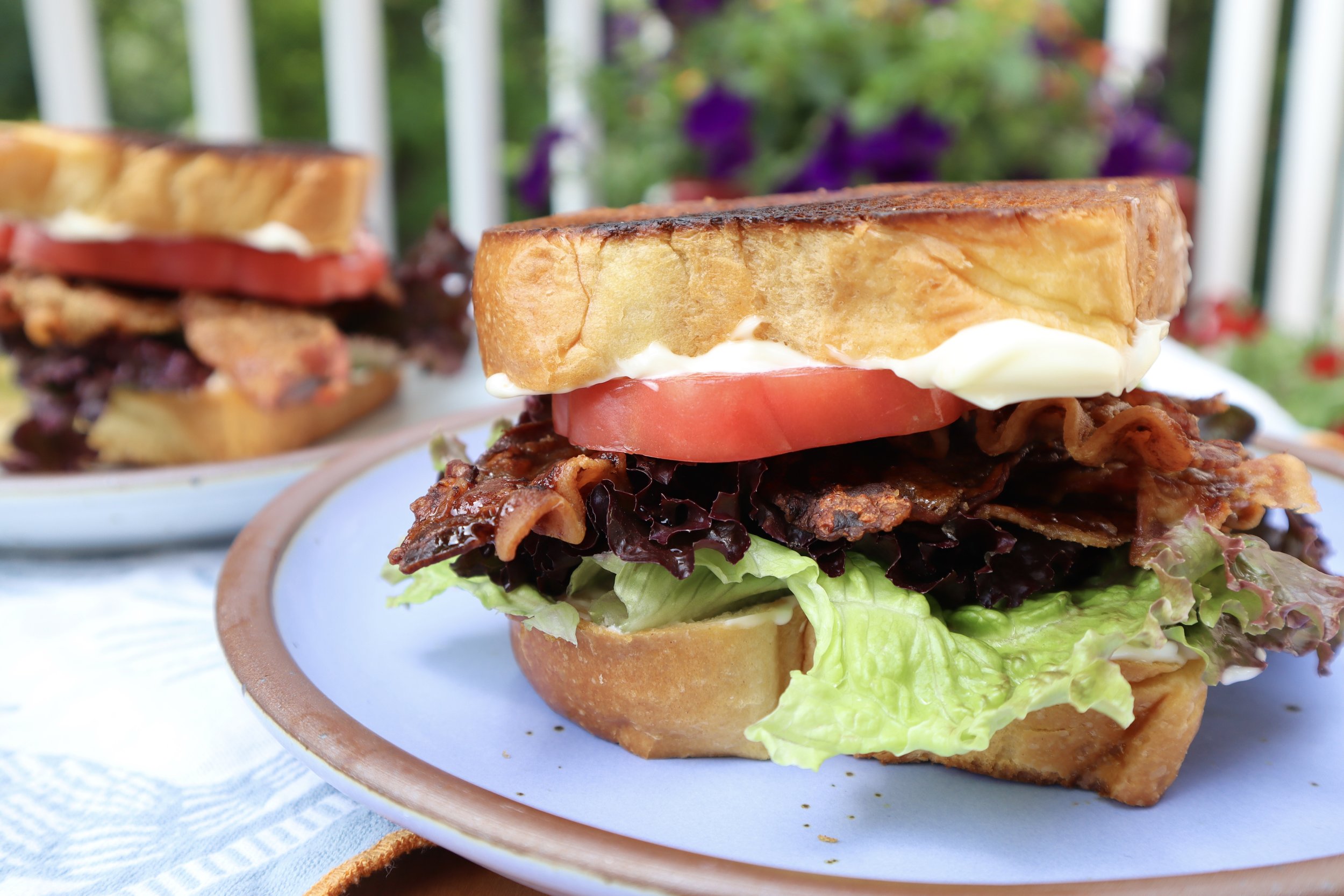 Sweet & Salty Candied Bacon BLT with Heirloom Tomatoes Sandwich