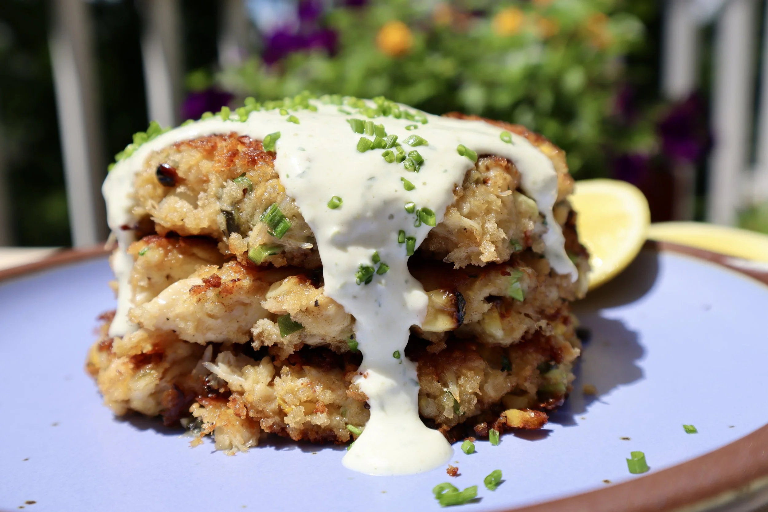 Charred Corn & Spicy Jalapeno Crispy Crab Cakes