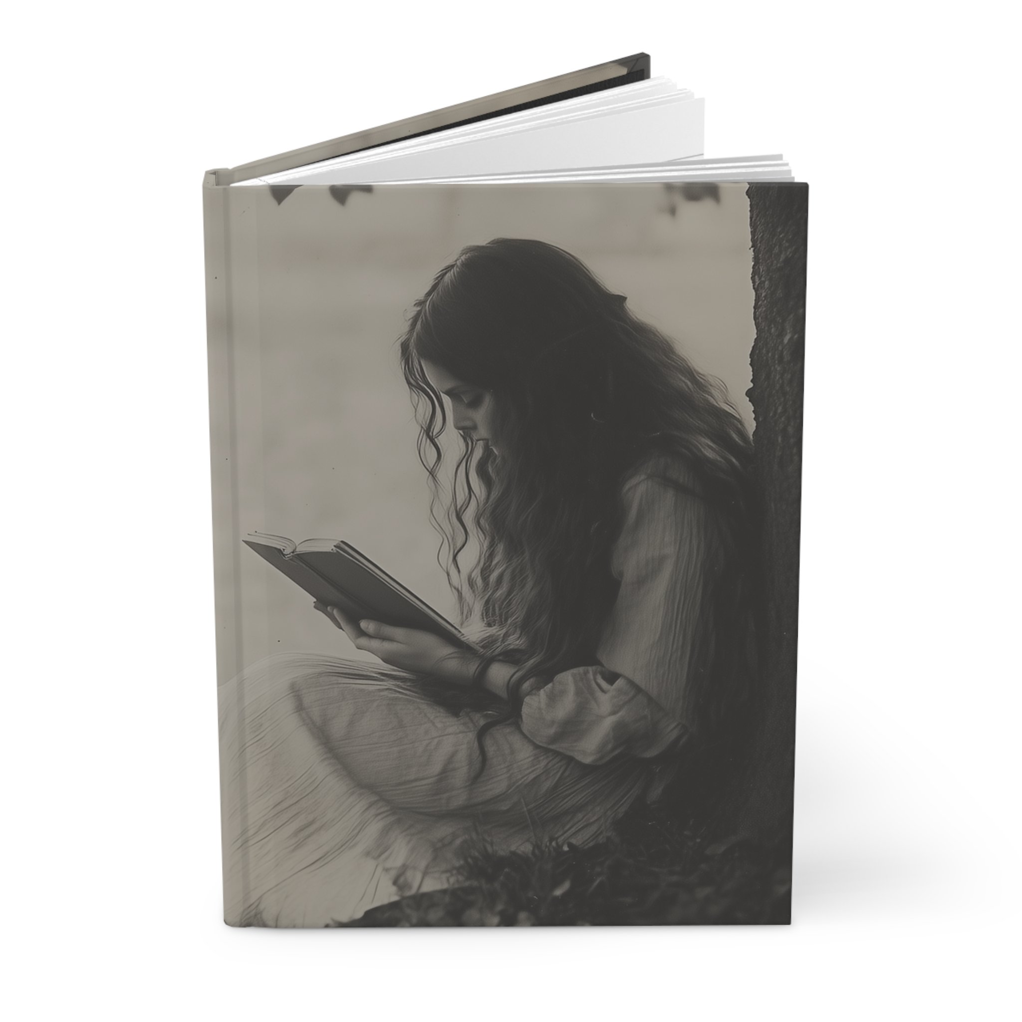 Hardcover Journal — Vintage Sepia Reading Girl Notebook