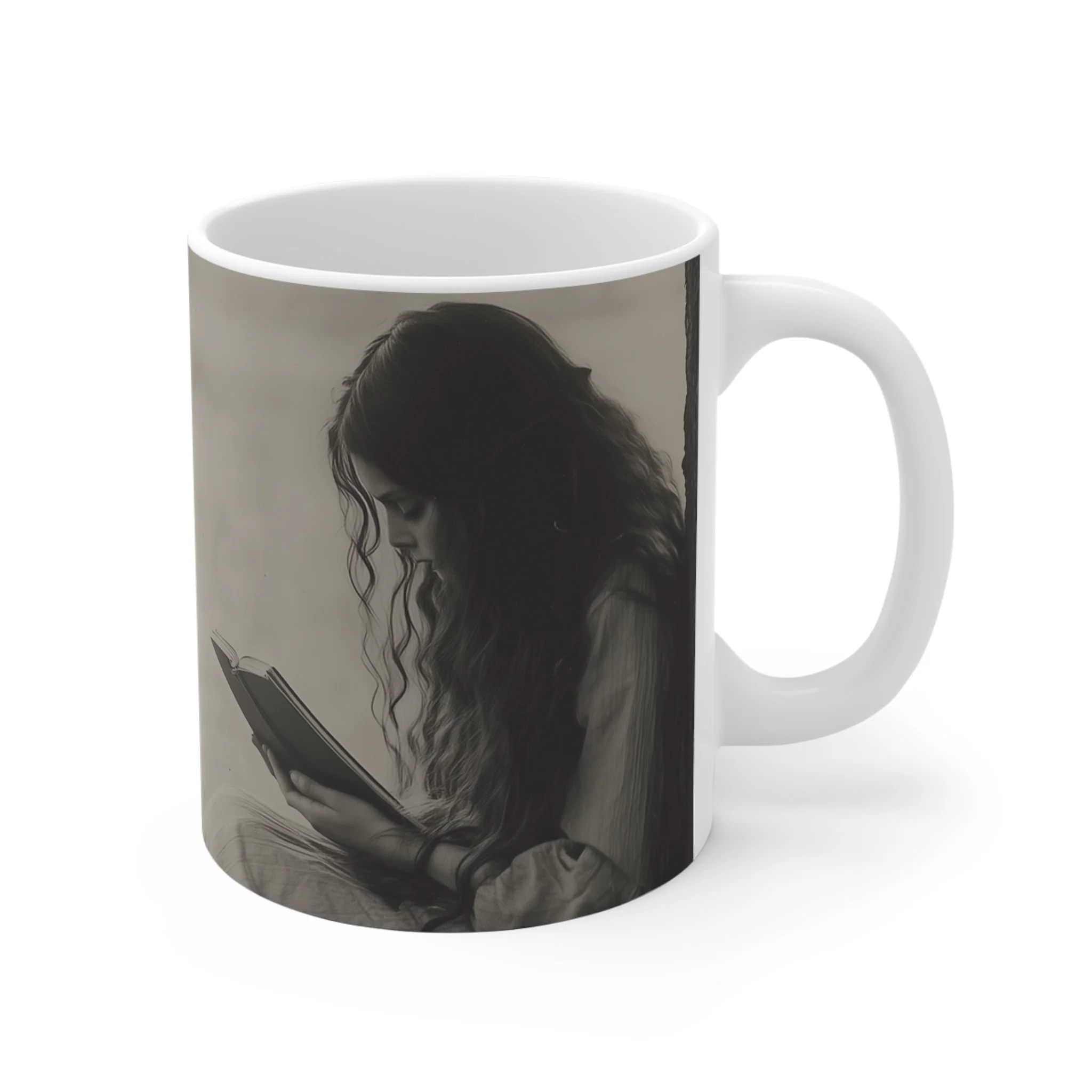 Reading by the Lake 11oz Ceramic Mug — Vintage Book Lover Coffee Cup