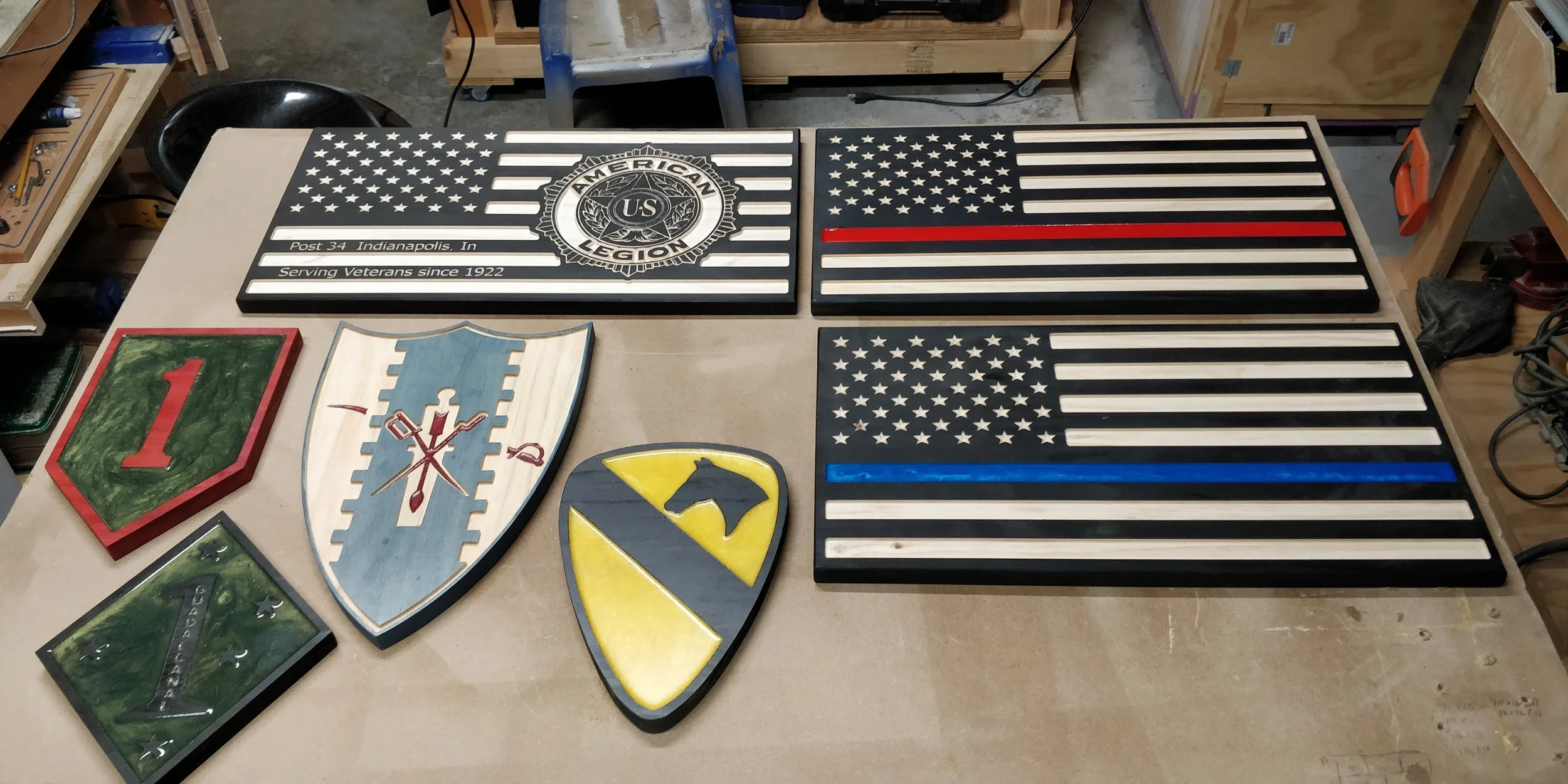 Military unit crests and flags