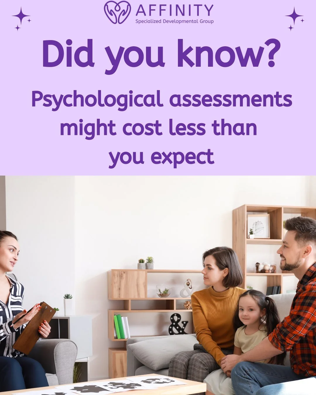 Did you know? 💜
Many families are relieved to find out that most&mdash;or even all&mdash;of the costs for private psychological services are reimbursed through extended health benefits. 🙌
Because our services typically involve the whole family, we 