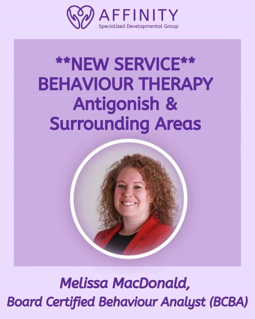 ✨ Exciting news for families in Antigonish! ✨
Affinity Specialized Developmental Group (ASD Group) is thrilled to now have Melissa, a Board Certified Behaviour Analyst (BCBA), based in Antigonish. With over 20 years of experience, Melissa supports ch