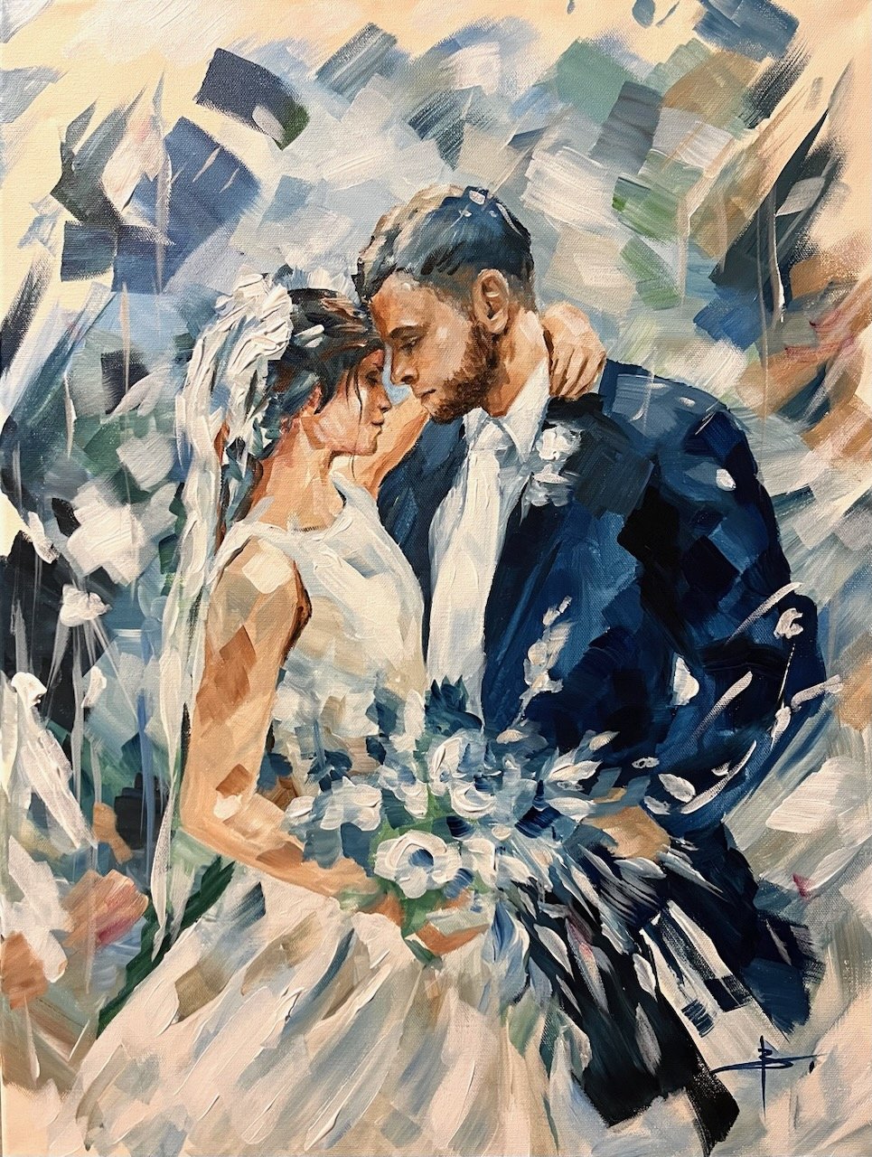 impressionist wedding couple painting