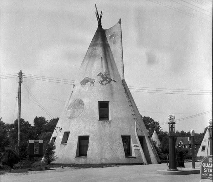 Main teepee building with two cabins in the background