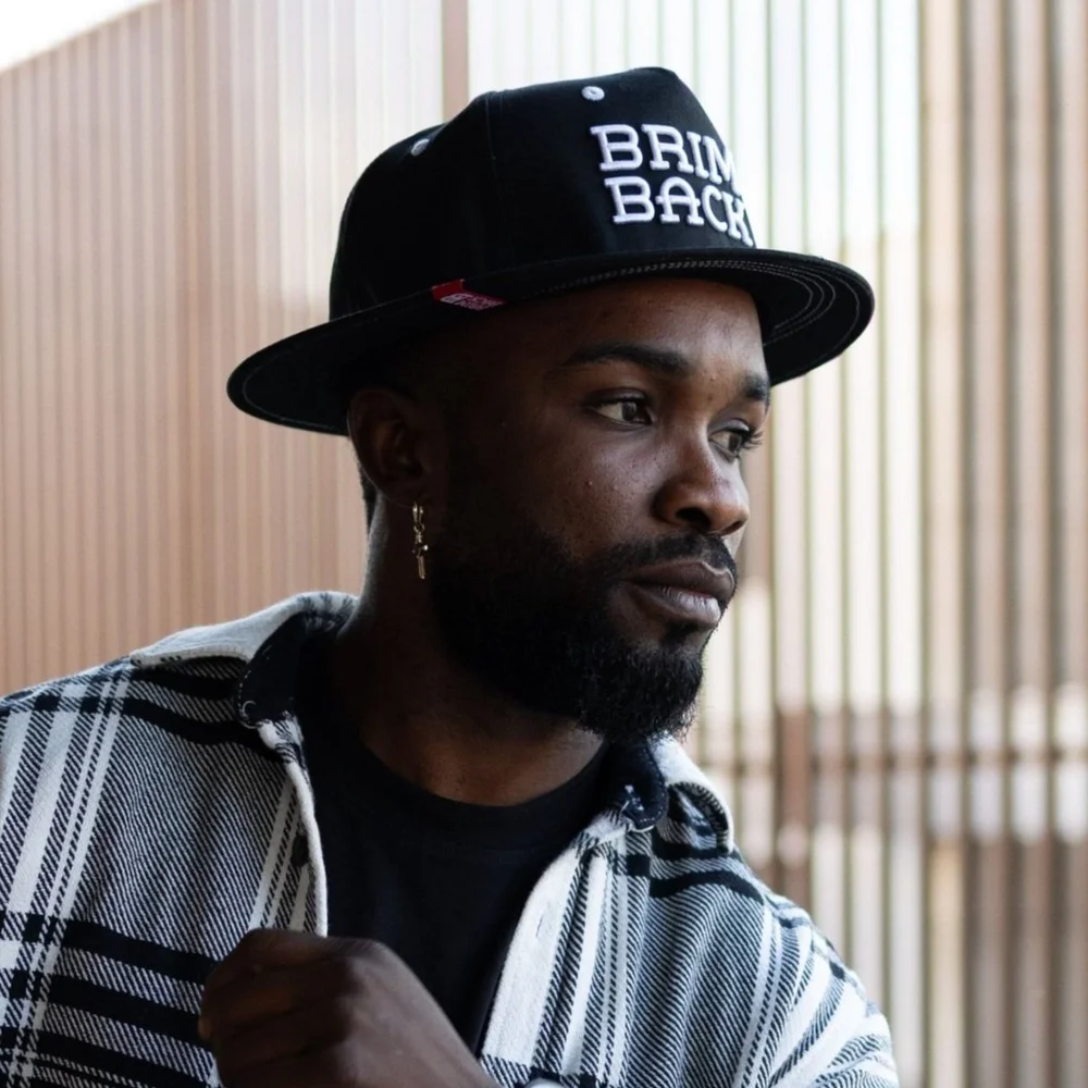 Black Round Brim Hat Brimback 