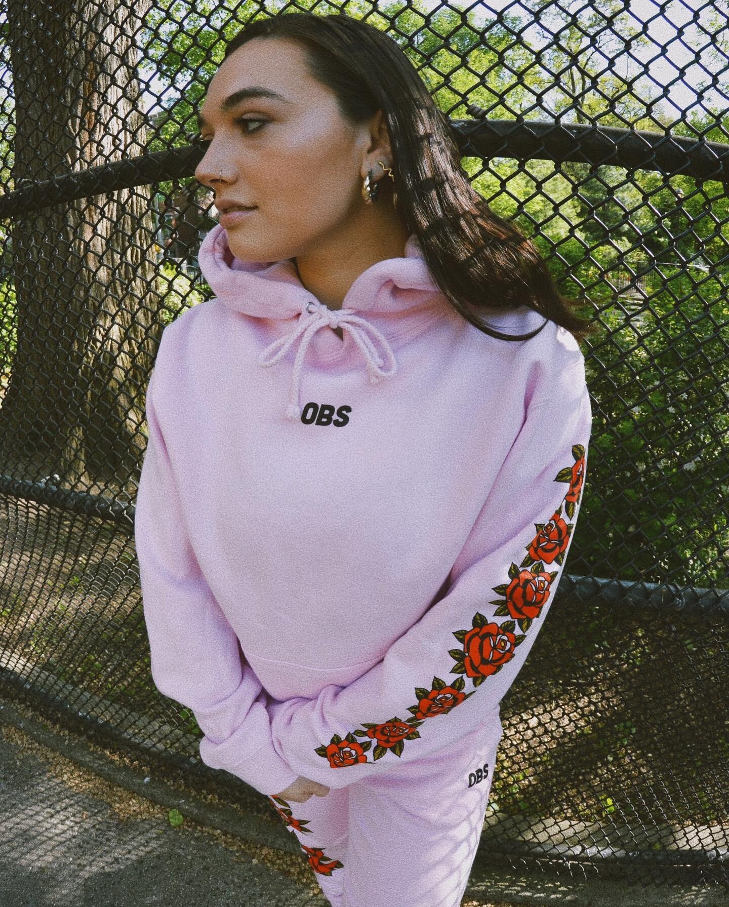 OBS SPRING/SUMMER launched yesterday along with our brand new website! Head over to see the new collections featuring this Rose &amp; Web pink sweatsuit modelled by @quinnjohansson 🌹🕸️ 📸 @jordn.scott