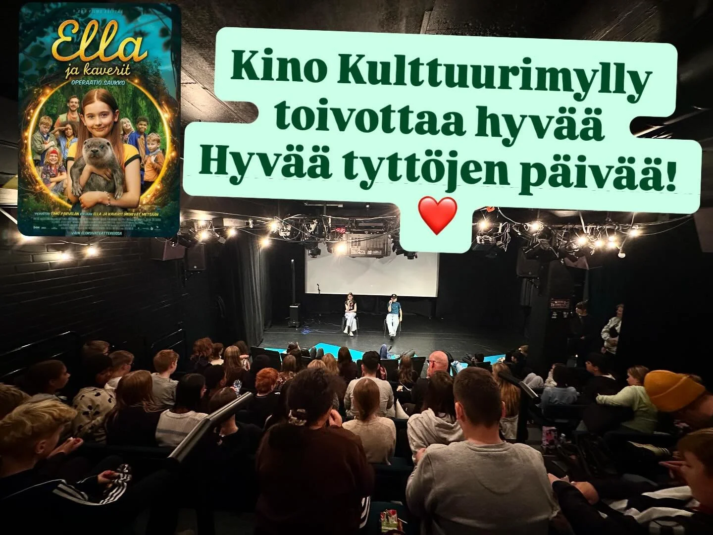 📚🎬💫 Unelmia, ystävyyttä, elokuvan ja tarinoiden taikaa Kino Kulttuurimyllyssä 💫🎬📚
Eilen vietettiin valtakunnallista suomalaisen kirjallisuuden päivää, ja samalla juhlittiin Ella ja kaverit – Operaatio Saukko