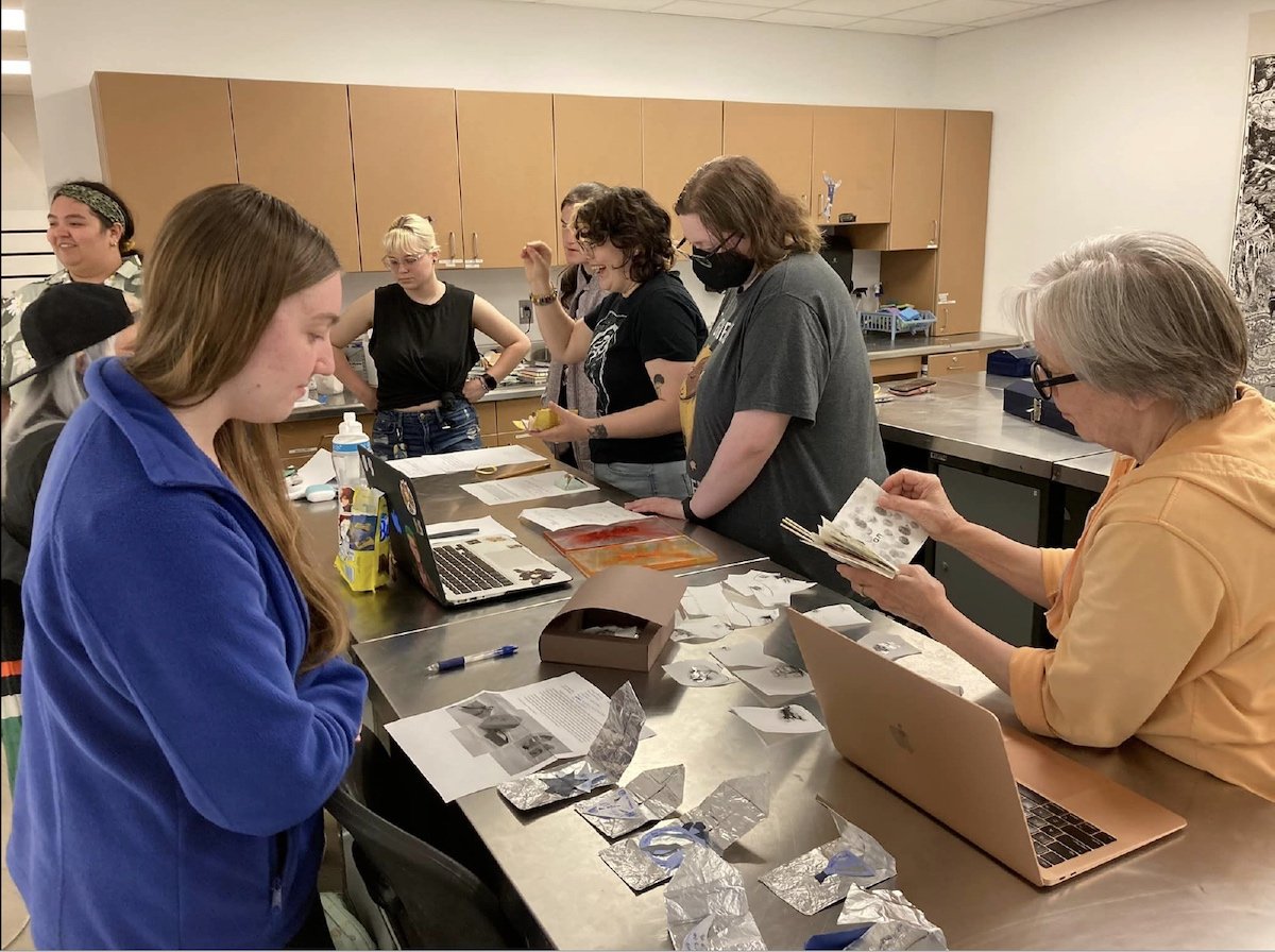 Critique with bookart students, Longwood University