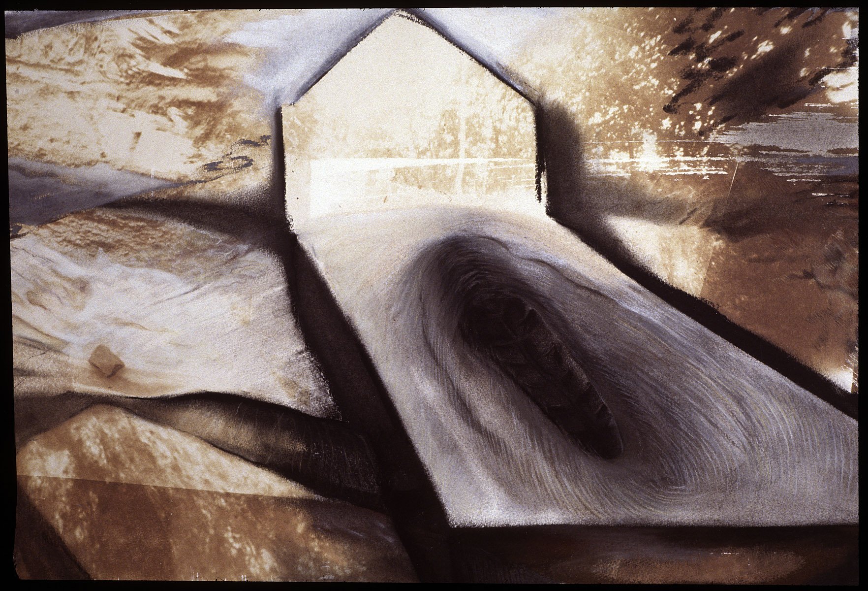 Pyre, 12 x 18", Charcoal, pastel and van dyke brown print on paper