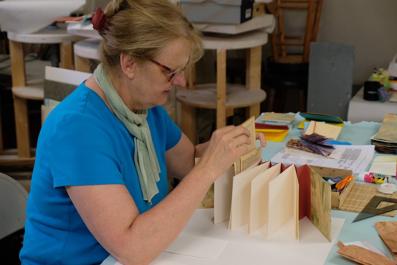 Student working in Accordion Bookbinding Workshop, Peninsula School of Art