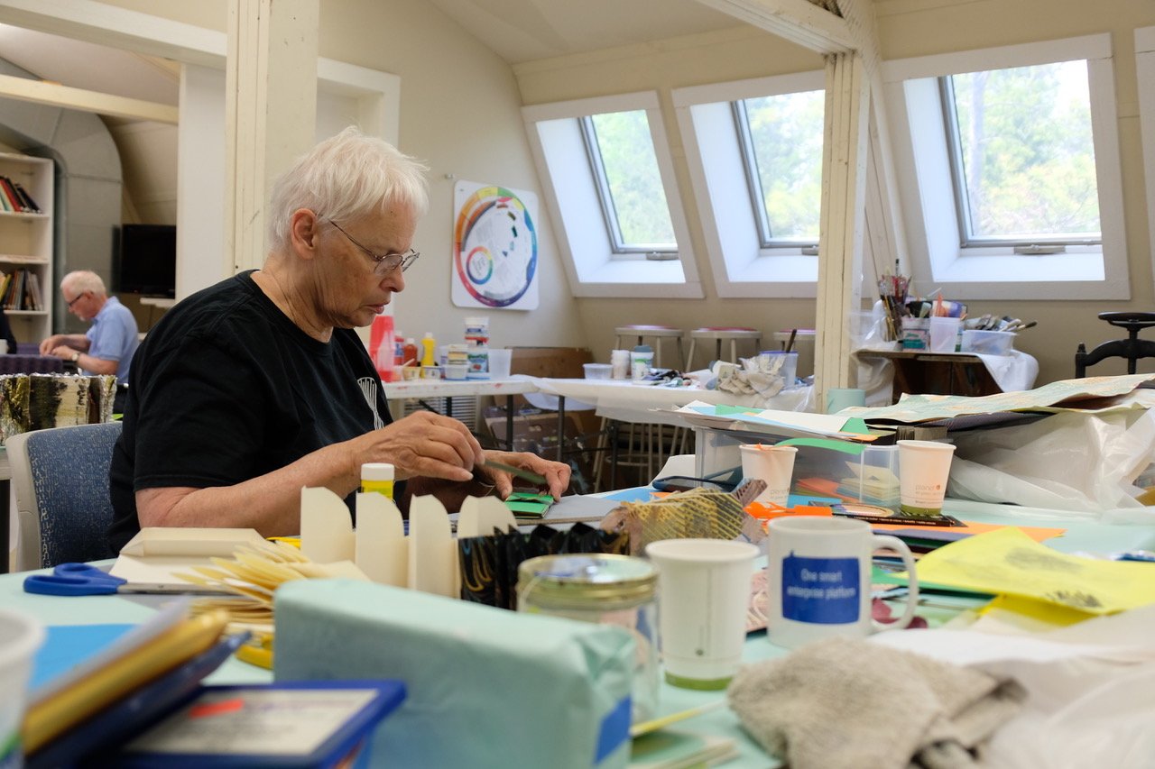 Students working in Accordion Bookbinding Workshop, Peninsula School of Art