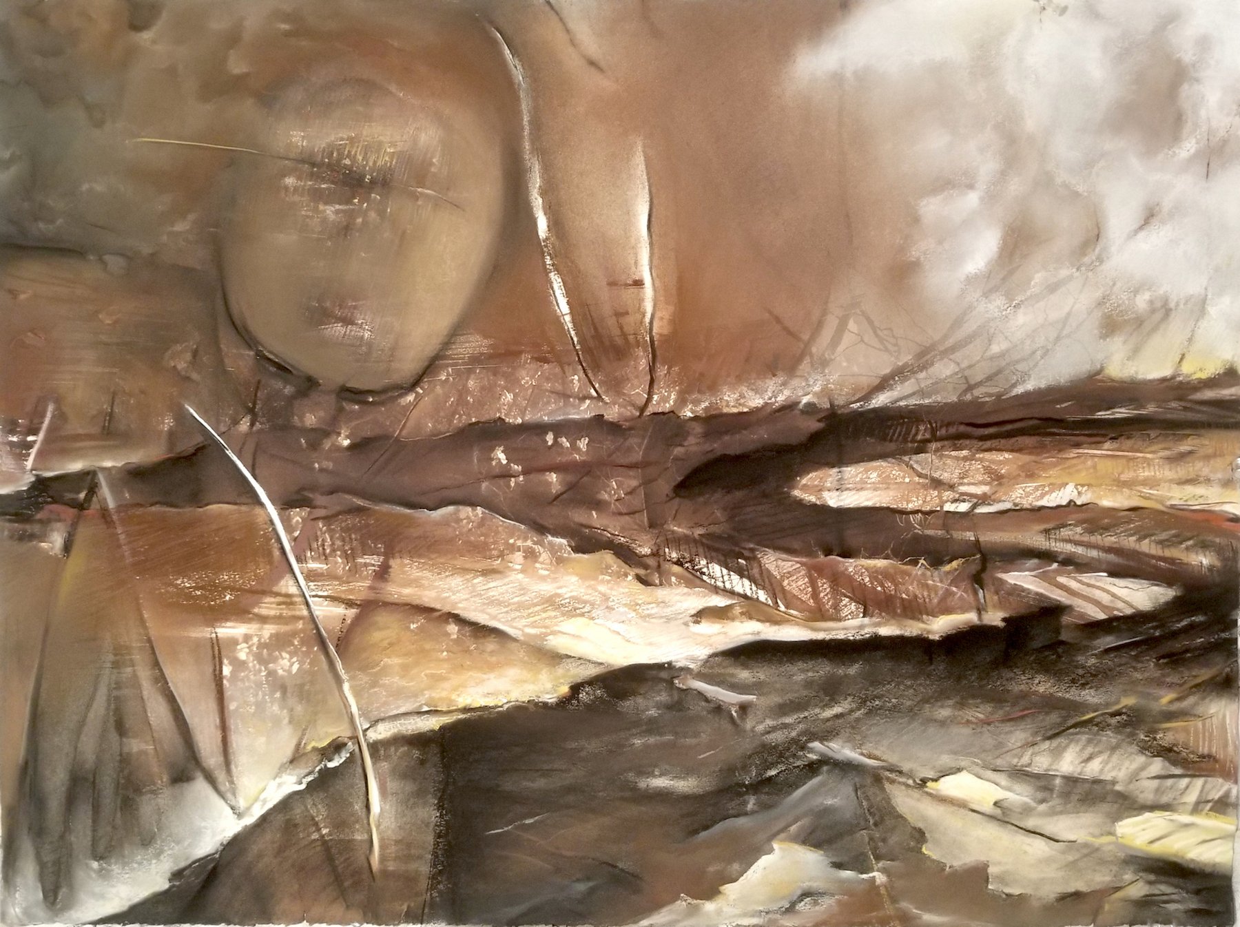 Swidden, 22 x 30", Charcoal, pastel, and van dyke brown print on paper