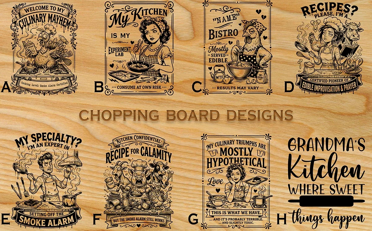 Personalised laser engraved charcuterie serving board in natural beech wood with custom name engraving