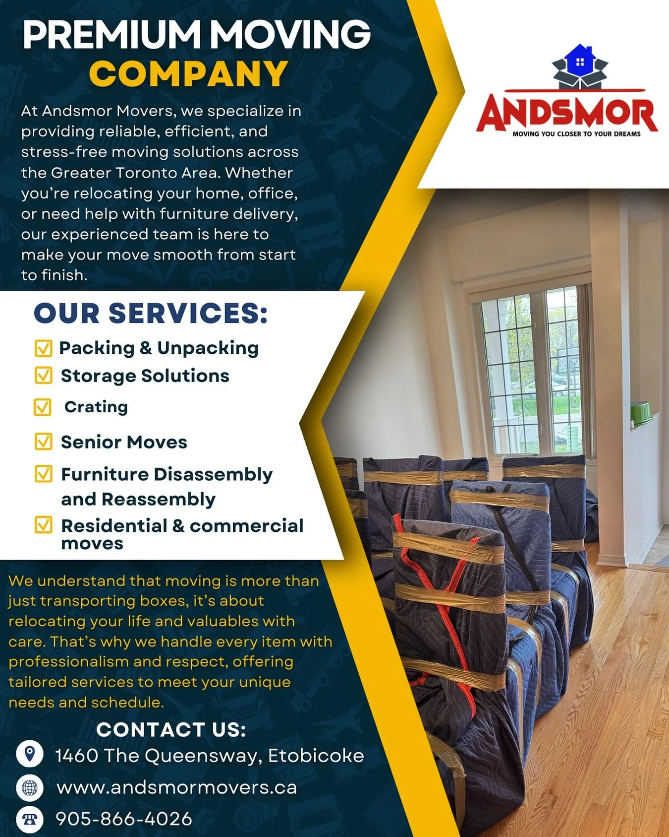 Get moving with Andsmor Movers!!!

 &bull;  #MoveWithAndsmor
	&bull;	#AndsmorOnTheMove
	&bull;	#YourMoveOurMission
	&bull;	#SmoothMovesWithAndsmor