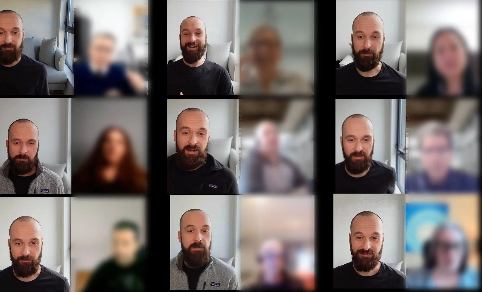A collage of video call screenshots from user interviews
