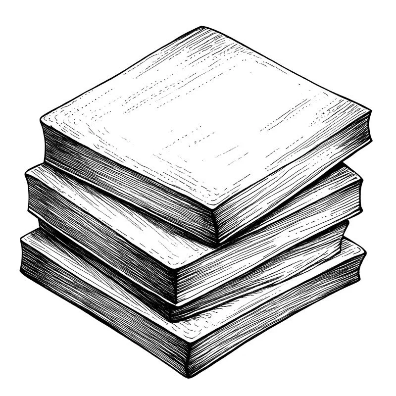 A sketch of a small stack of sticky notes