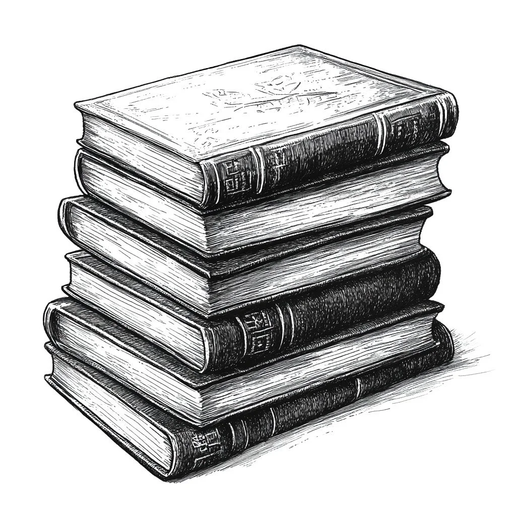 Illustration of a stack of books