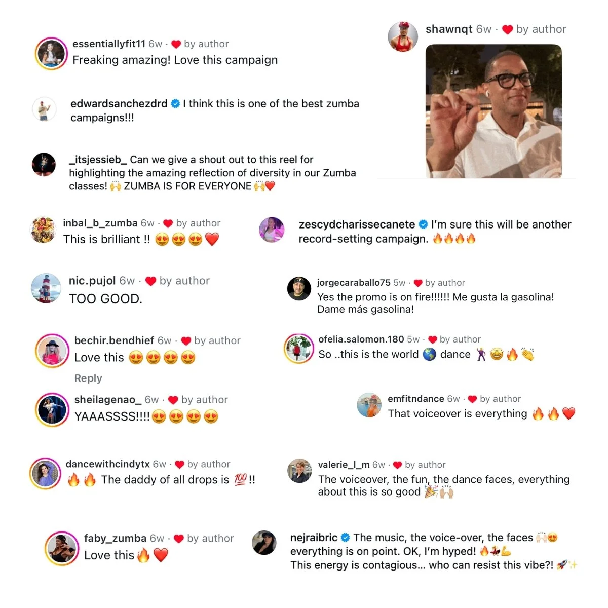 Positive Instagram comments and campaign feedback