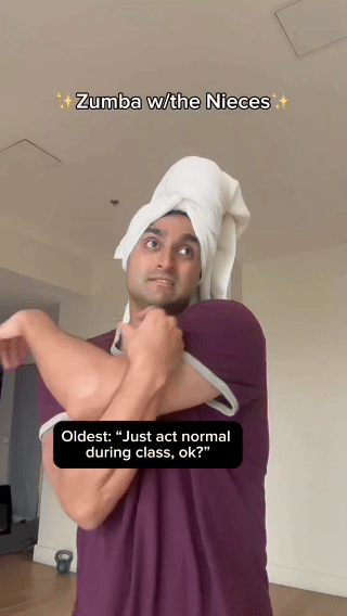 Influencer Rahul doing a social media skit for Zumba