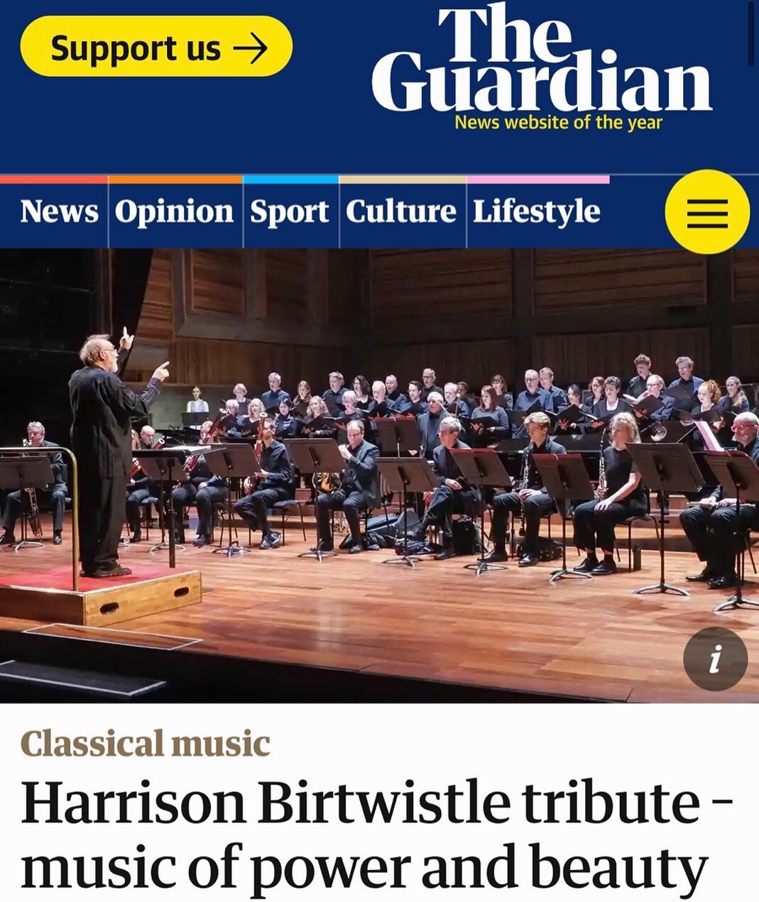 A &ldquo;pinch me&rdquo; moment&hellip;Head to the link in my bio to read the full review from the @guardian on Sunday&rsquo;s side-by-side concert with @london.sinfonietta and @royalacademyofmusic in tribute to Sir Harrison Birtwistle