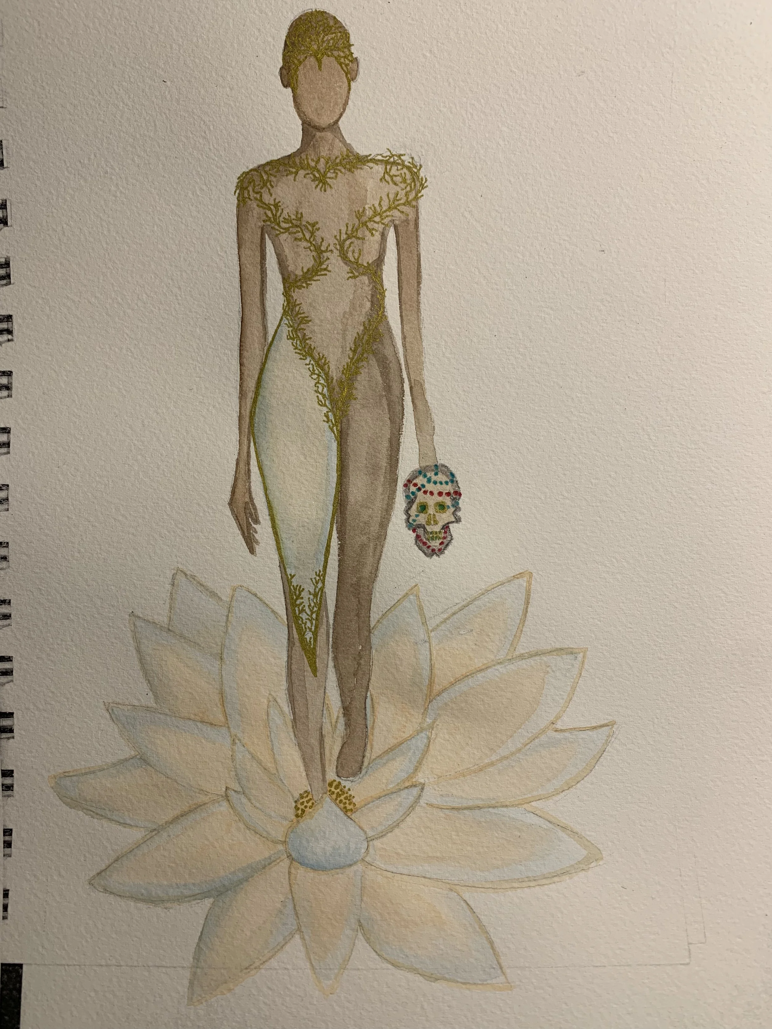 Costume Rendering of Woman rising from water lily.
