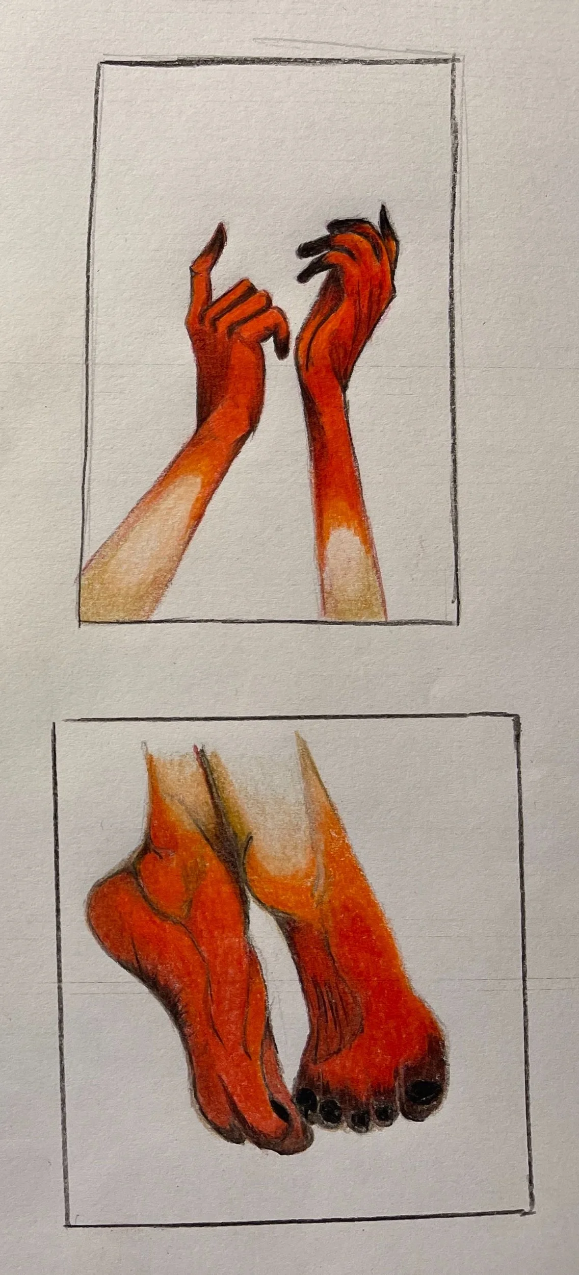 Preliminary sketch for hand & feet paint.