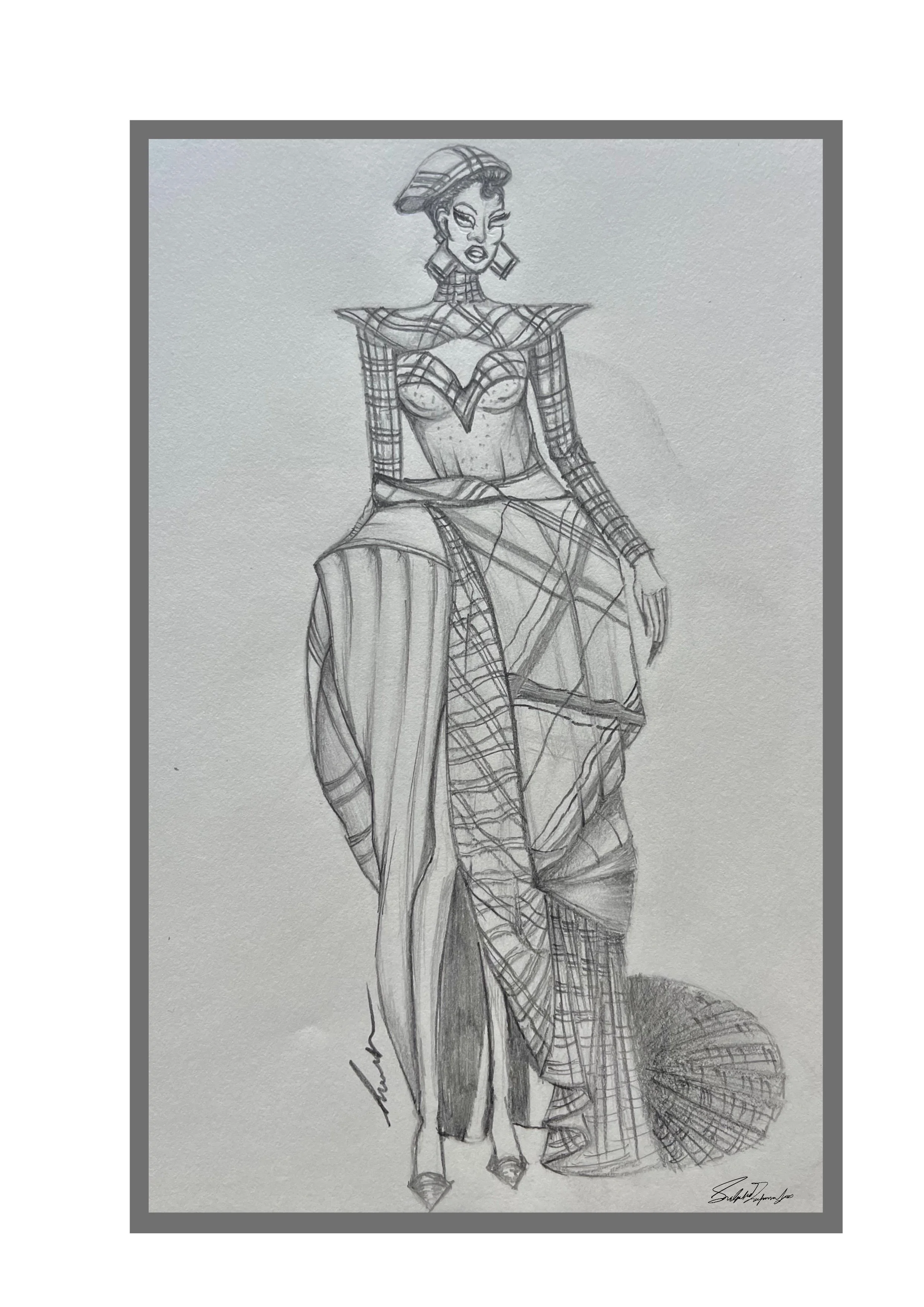 Drag-inspired costume design - Pencil on Canson Sketch Paper - [14 x 21.6cm]