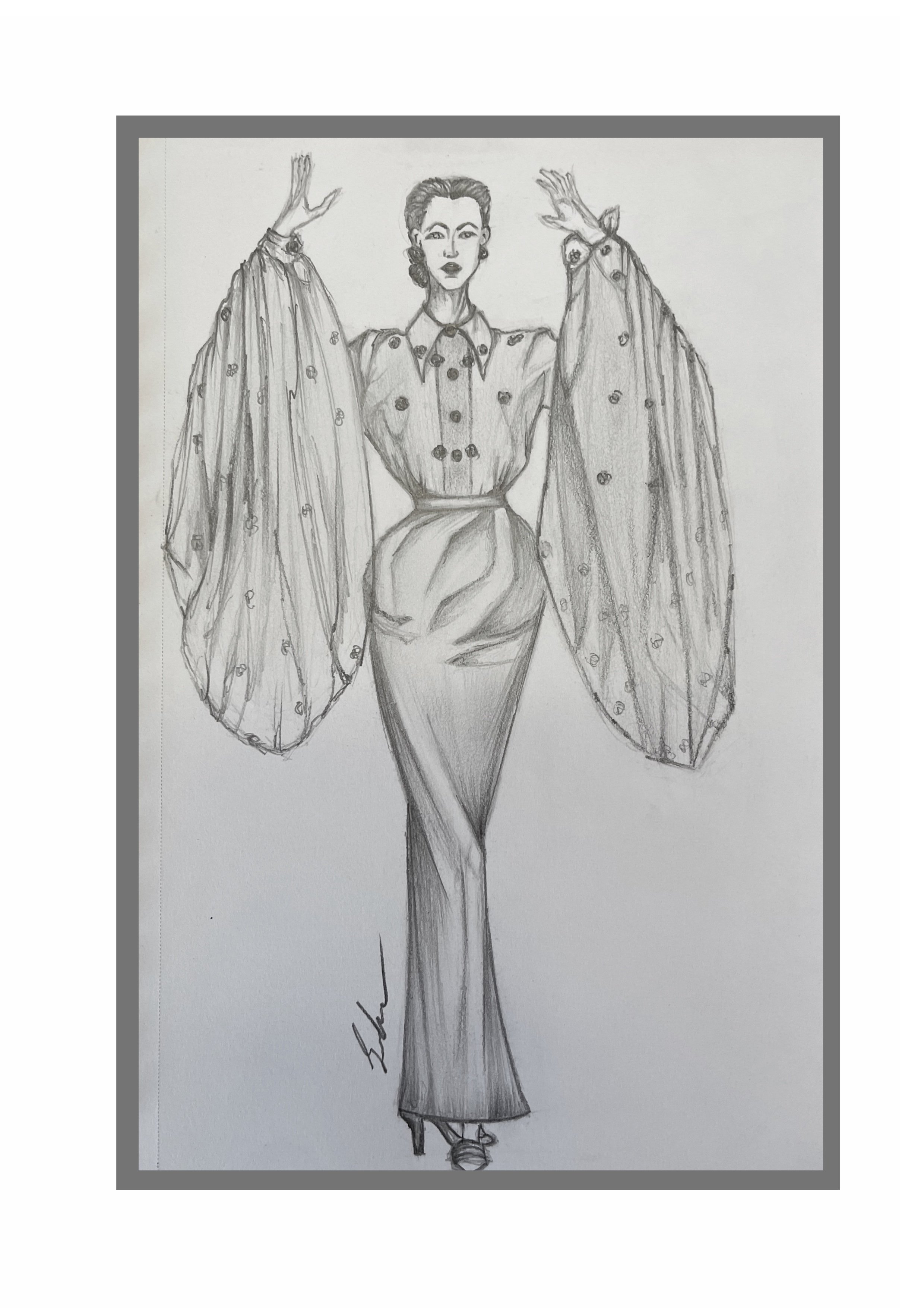 Illustration of Elsa Schiaparelli  - Pencil on Canson Sketch Paper [14 x 21.6cm]