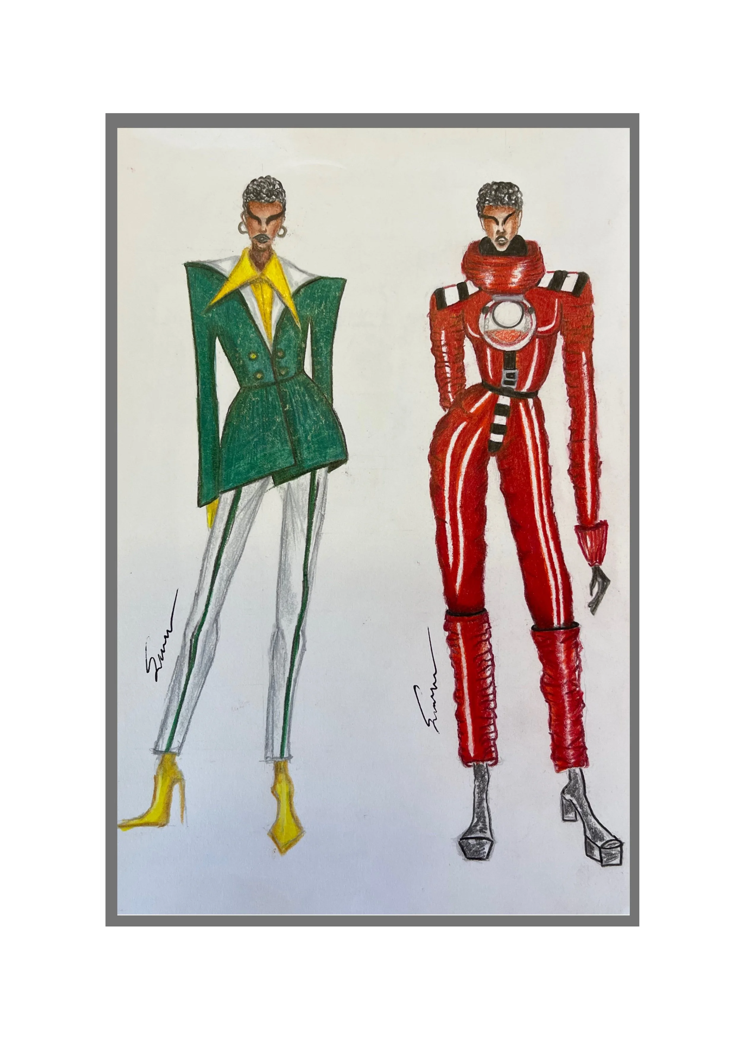 Fashion Sketch - Colored Pencil on Canson Sketch Paper [14x21.6cm]