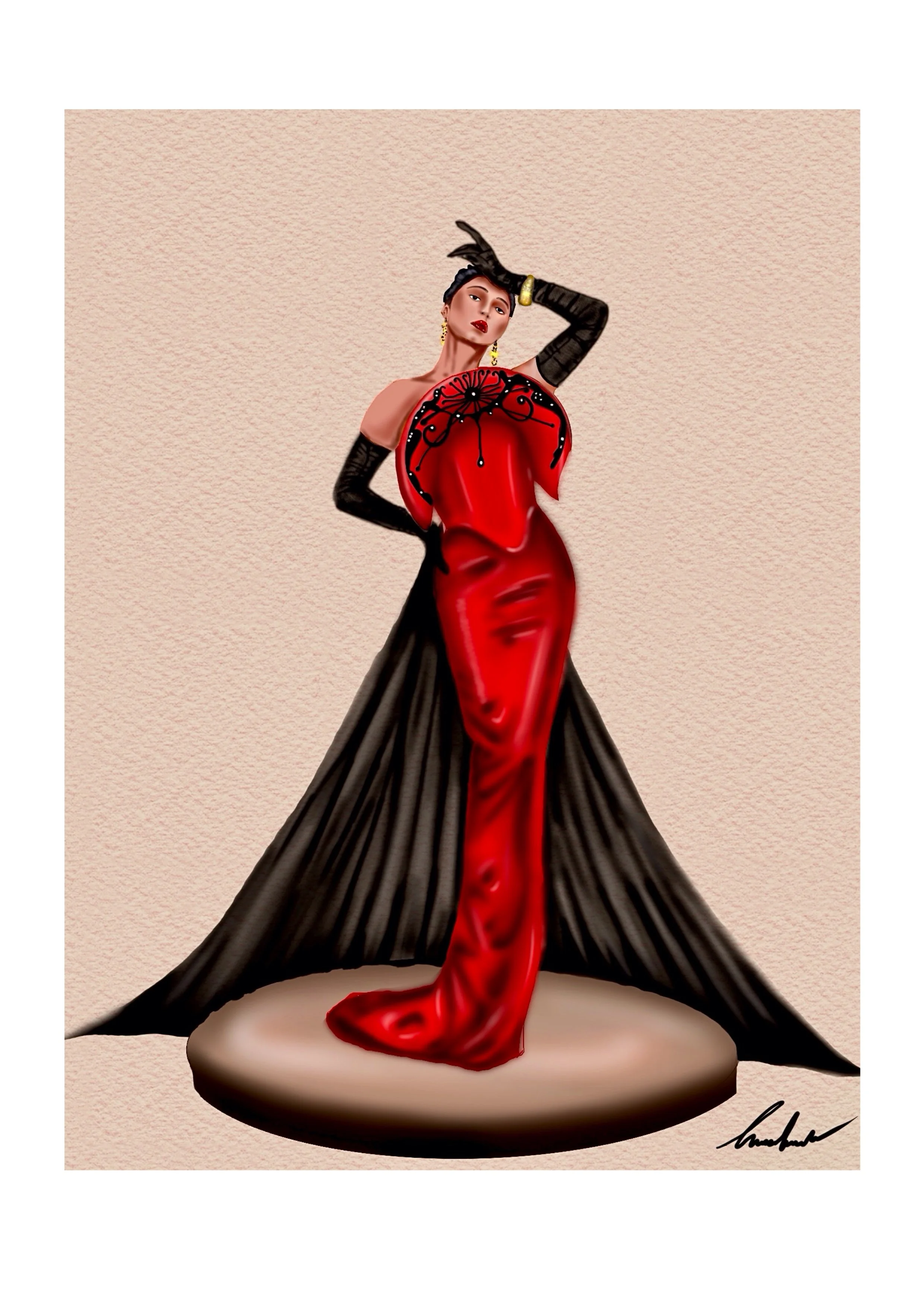 Digital Fashion Illustration - Adreaa Brocca Alta Moda 2024 - Procreate App [21.6x27.9cm]