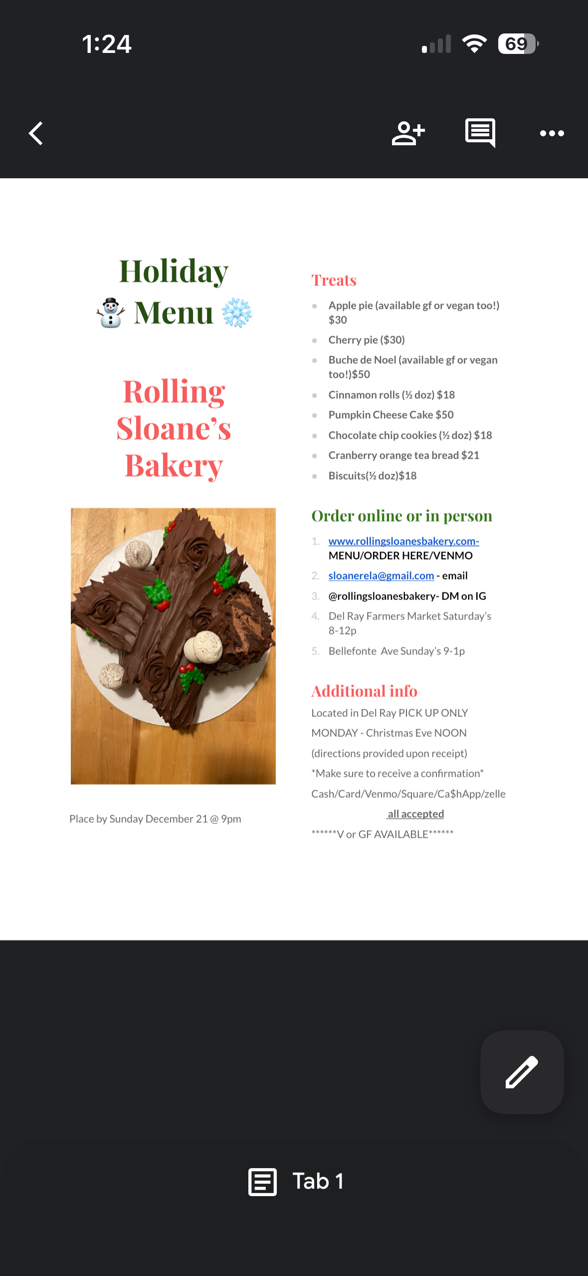 HOLIDAY MENU 2025
