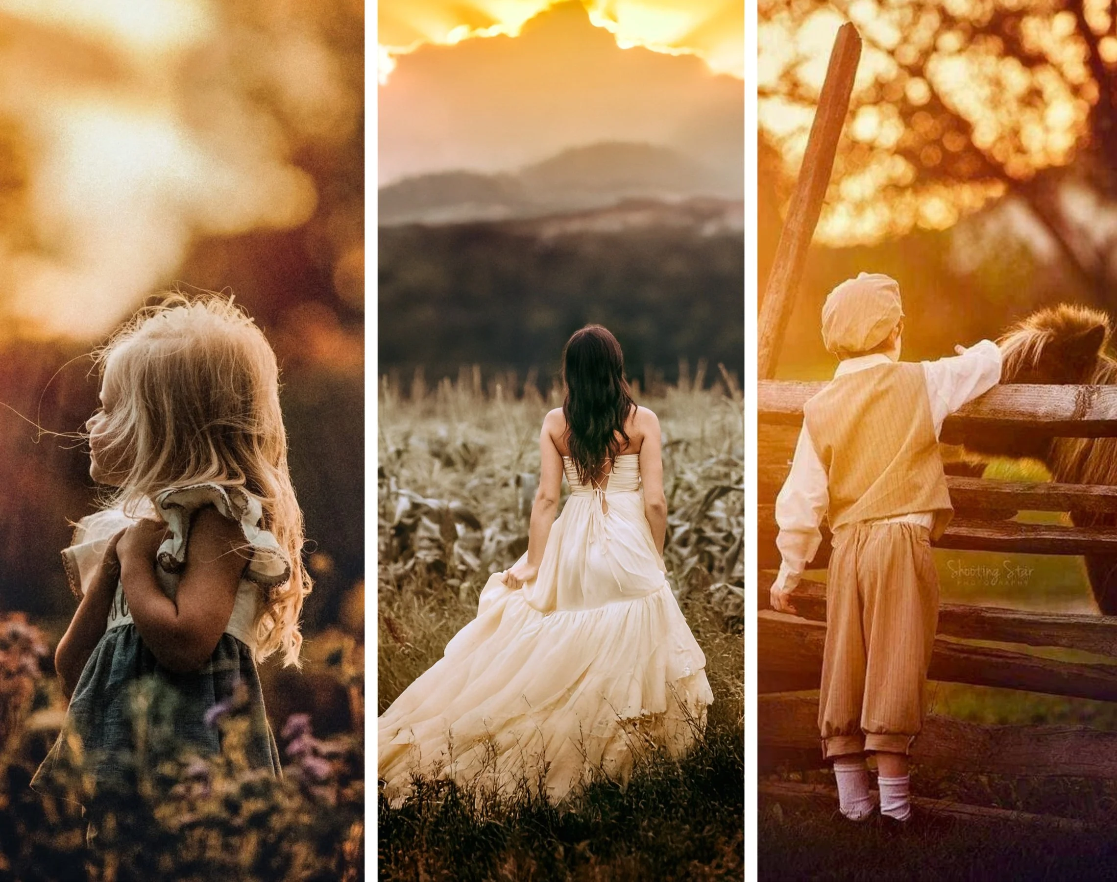 Fine art fall child portrait collage featuring warm autumn light and seasonal tones in South Jersey and Philadelphia