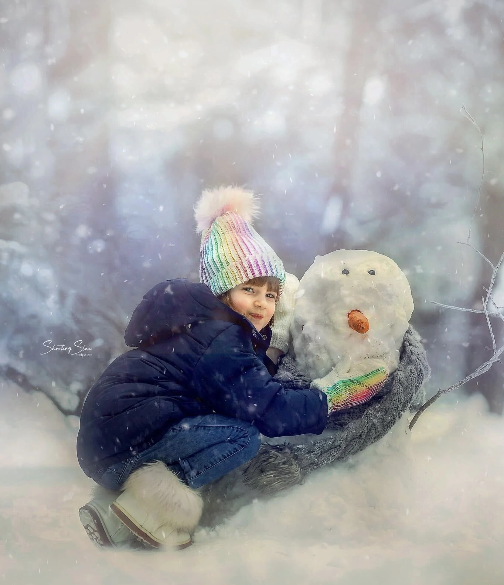 Child portrait during a winter snow mini session in Audubon, New Jersey
