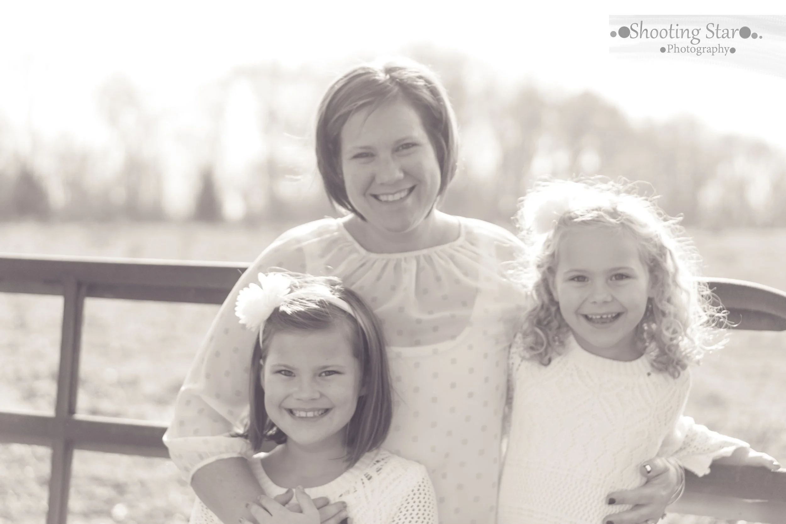 Mother with her three daughters at Daretown Lake in Elmer, New Jersey.
