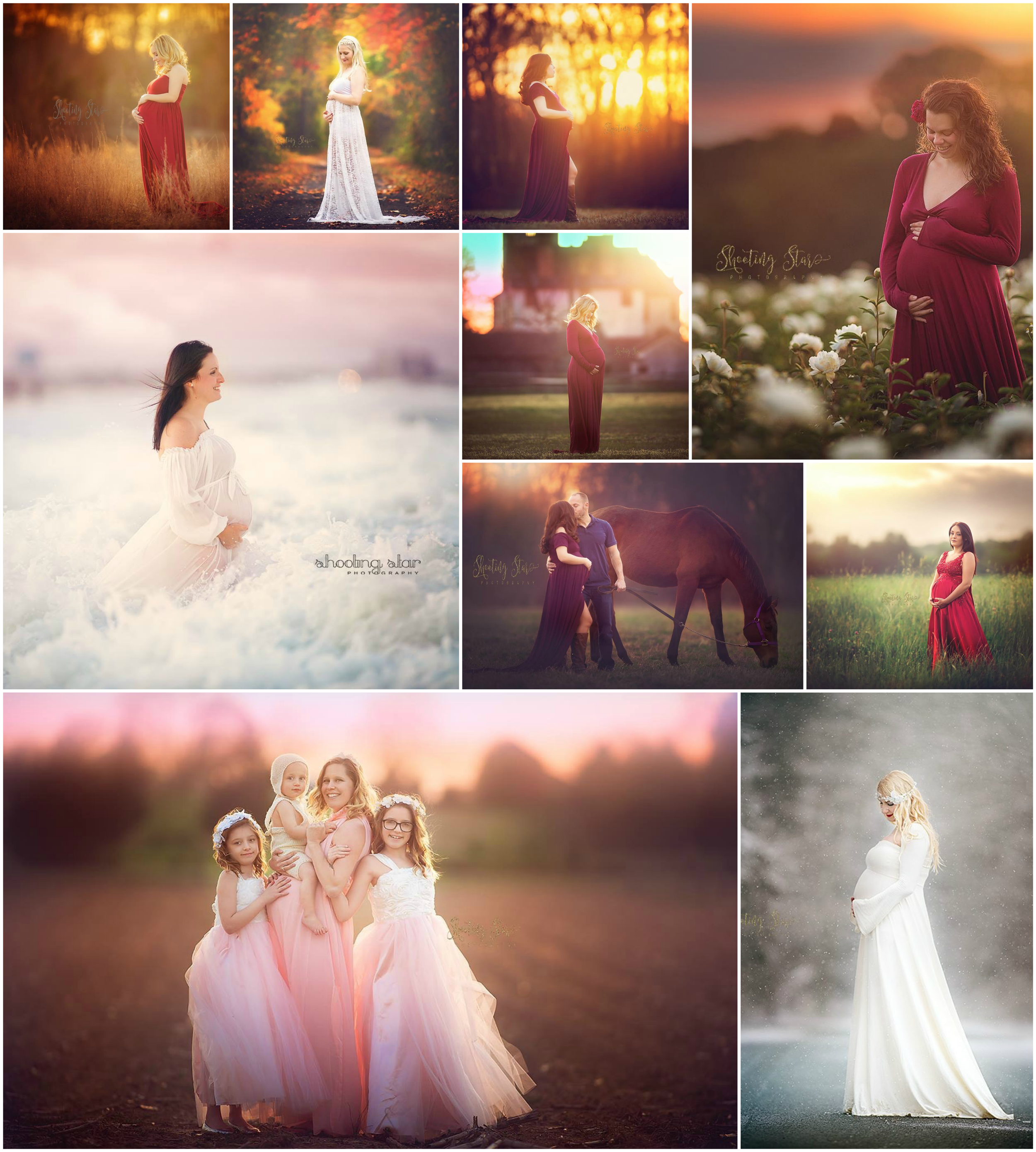 a beautiful collage of moms to be taken by shooting star photography for maternity photography over the years.