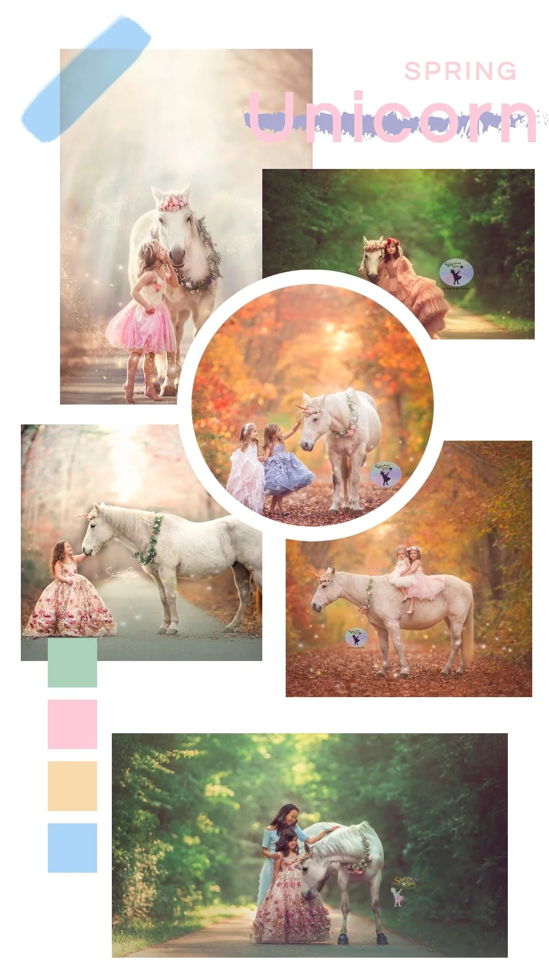 a beautiful collage of unicorn imagery from a NJ portrait photographer