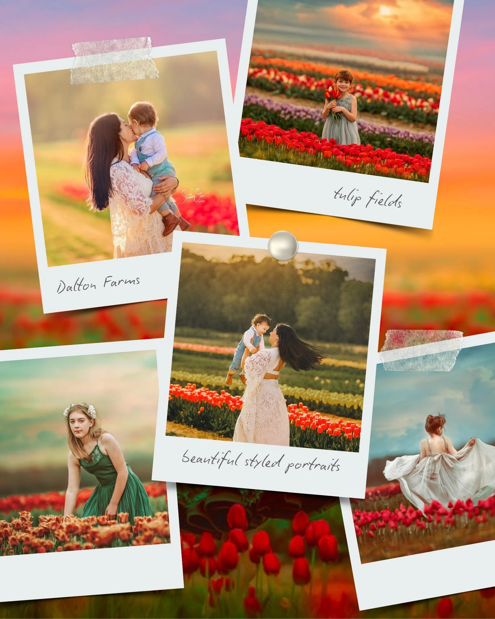 Heading out for more sessions today and counting down to tulip season 🌷

Dalton Farms sessions will be open April 3rd&ndash;10th for peak bloom (fully styled and ready for you).

Come hang out, be a little goofy, let the kids run, and moms&hellip; g