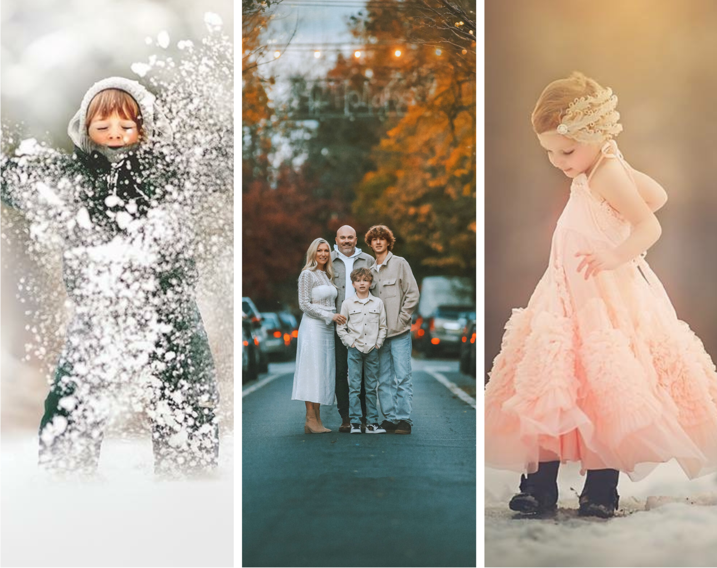 Winter family portrait with evergreen tones in New Jersey and Philadelphia