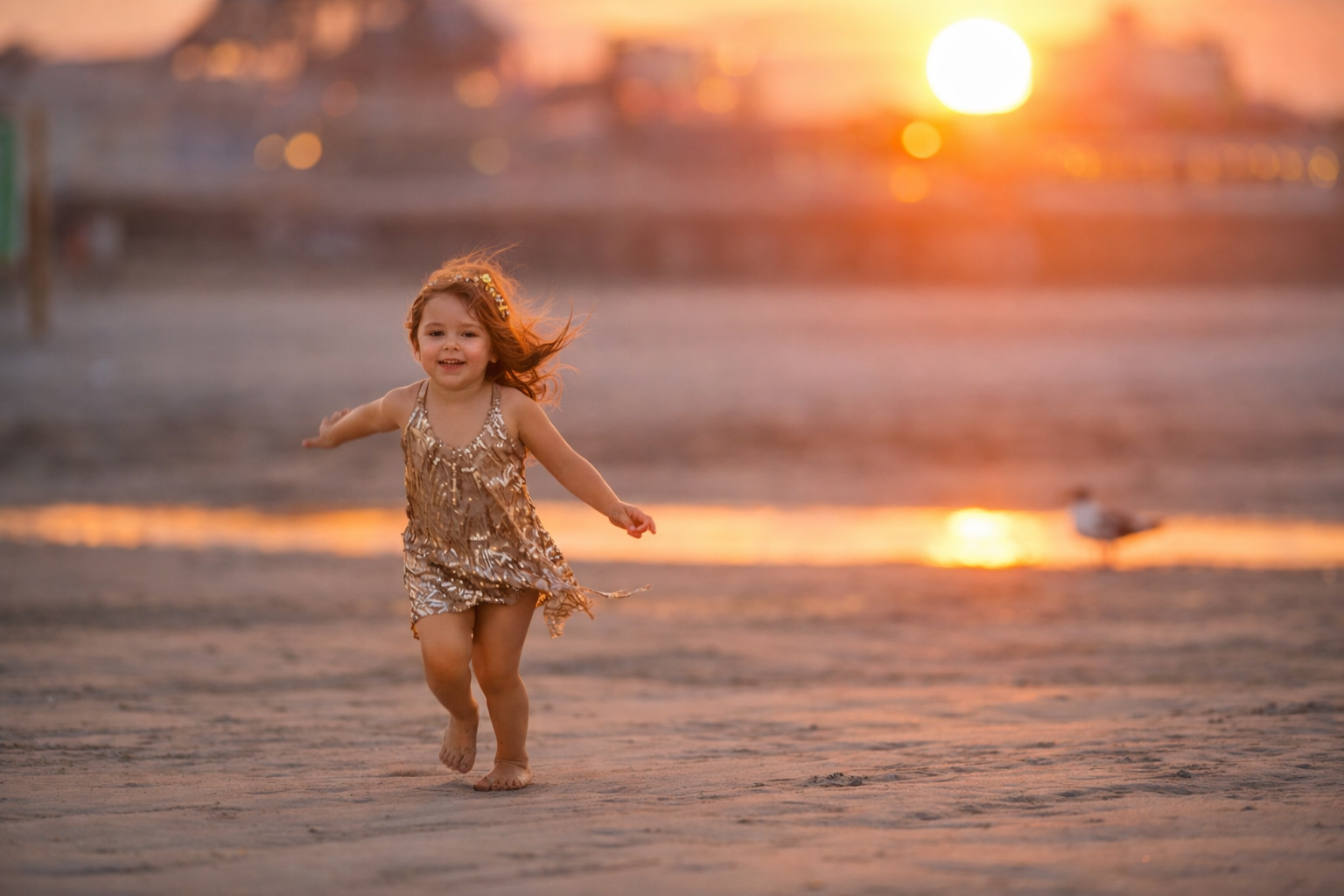 toddler smiling on the beach and being playful in Wildwood NJ for a portrait session with Shooting Star Photography