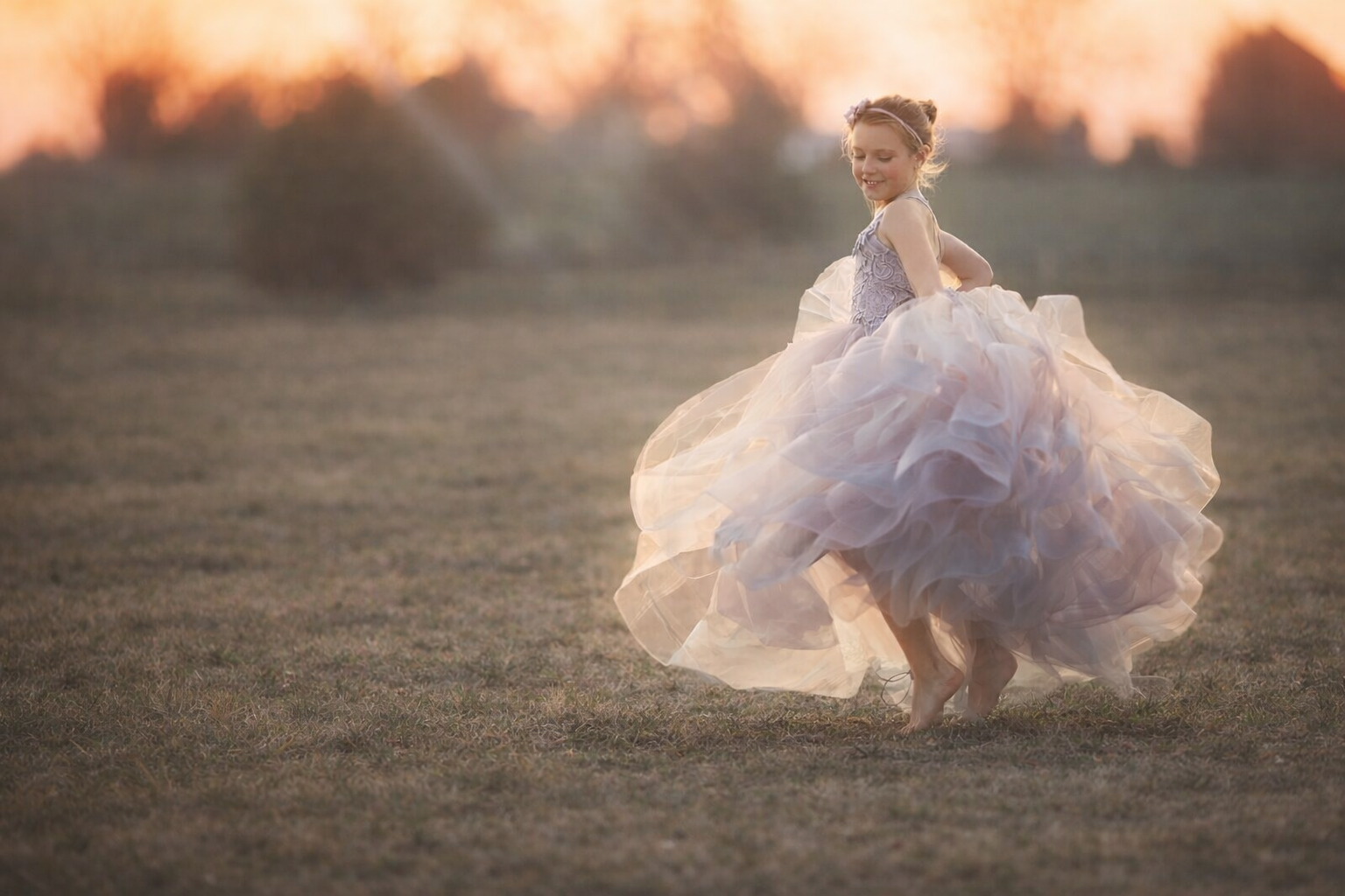 Fine art princess portrait of a young girl in New Jersey wearing an elegant gown in a fairytale setting