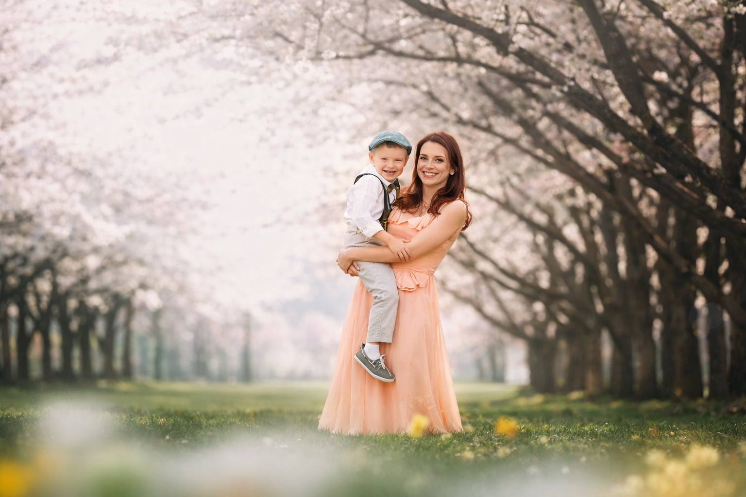 Mother holding her young son during a portrait session in Fairmount Park in Philadelphia.