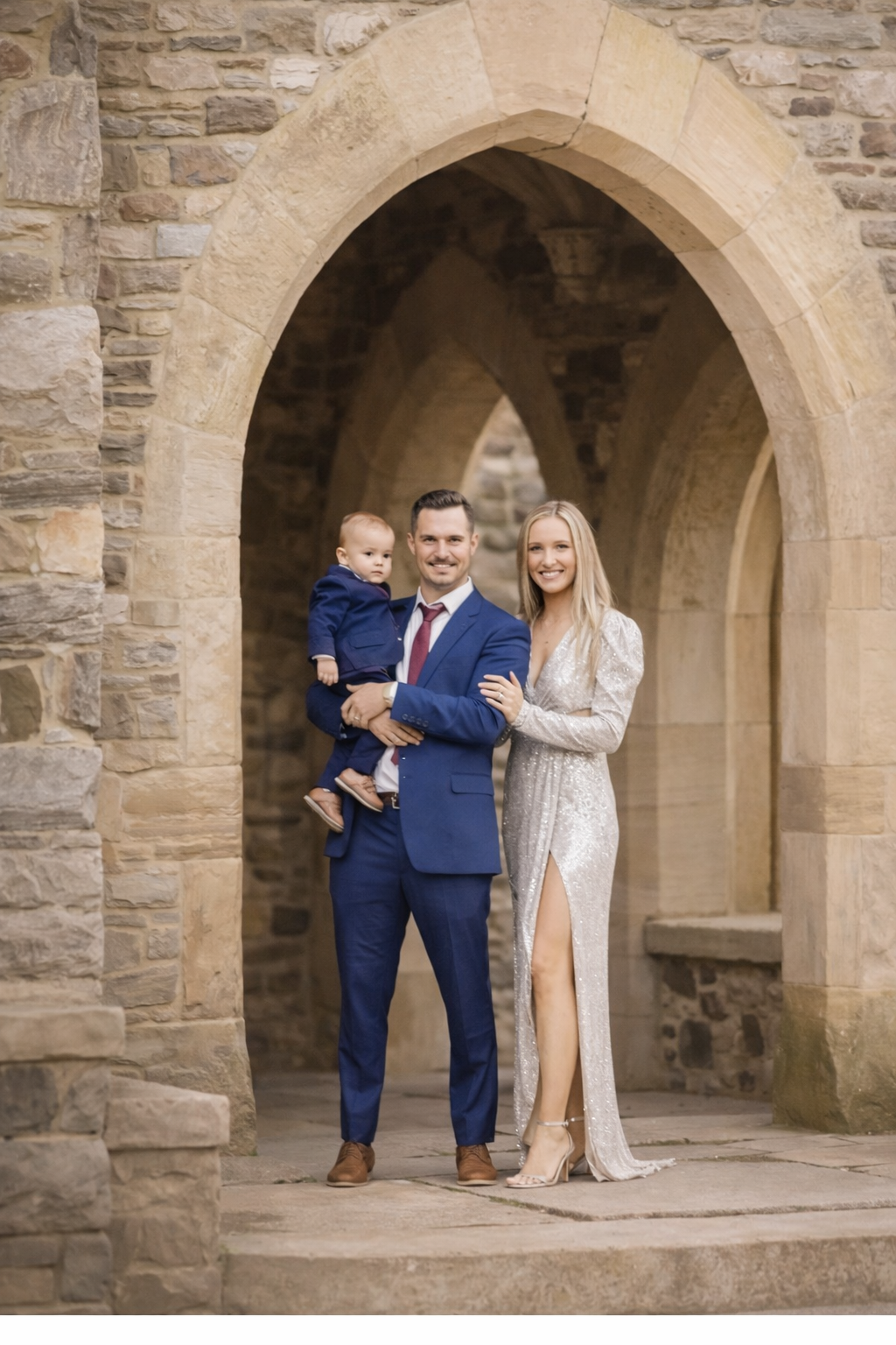Mom, dad, and son during a family portrait session in Haddonfield, New Jersey.