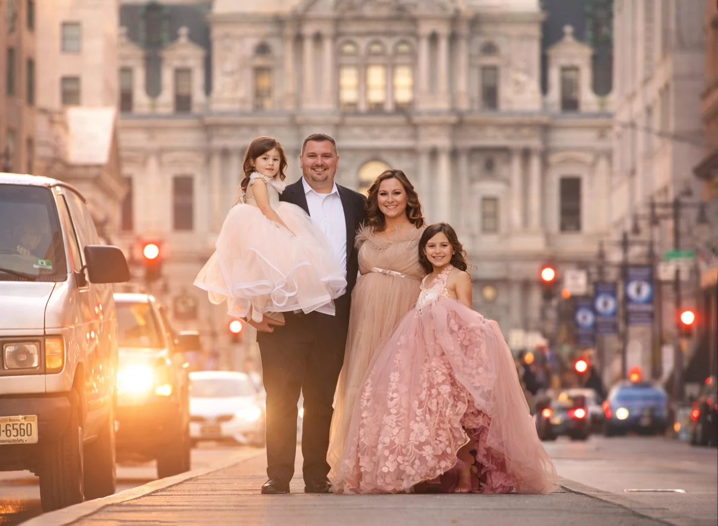 A timeless Philadelphia family portrait, photographed with a refined, editorial approach that blends authentic connection with the beauty of the city. 